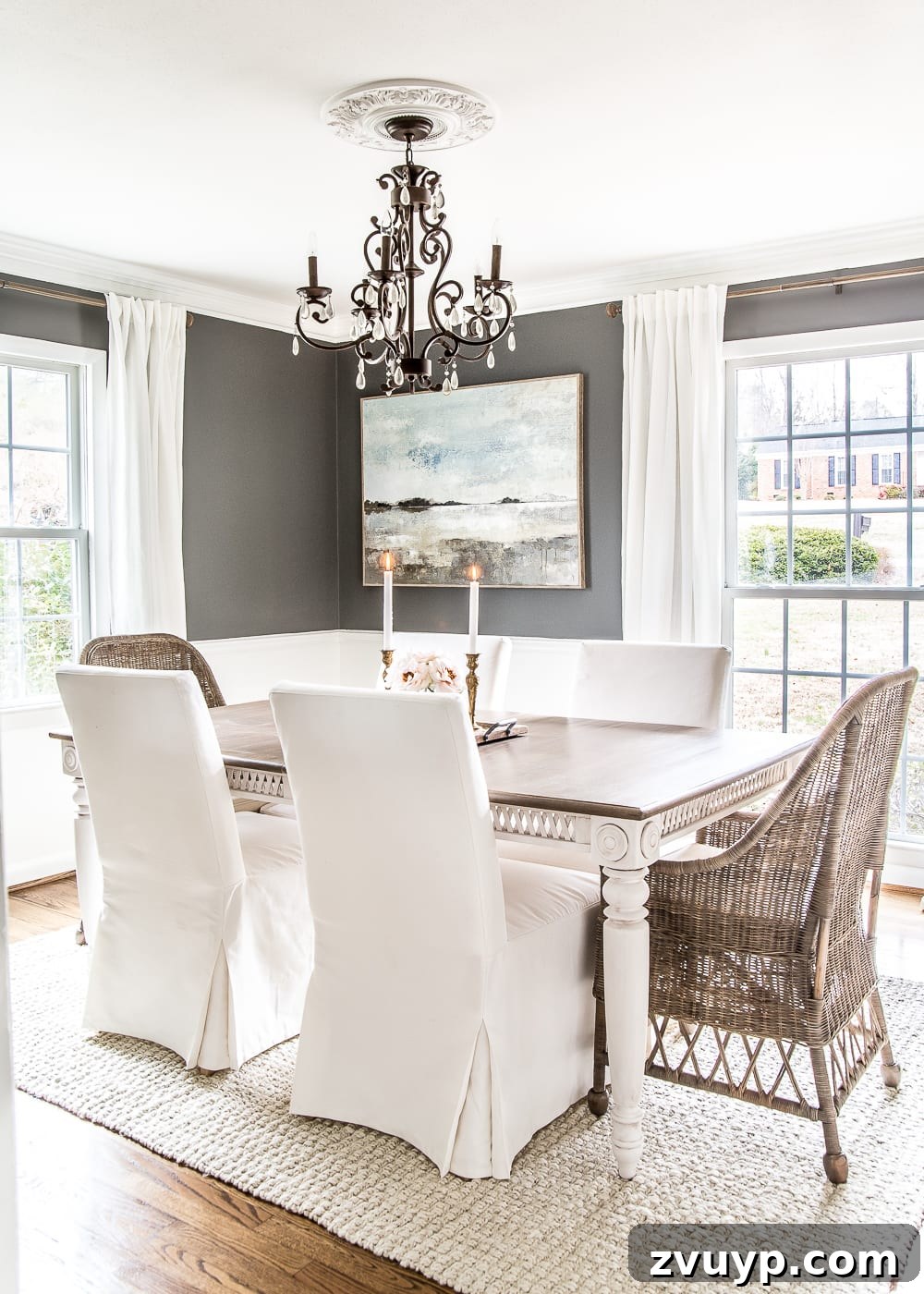 Thrifted Frames, Sparkling Reflections Gallery 11 A couple of tricks for hanging the perfect mirror gallery wall plus ideas for a traditional meets modern eclectic dining room. #diningroom #gallerywall #walldecor #mirrors