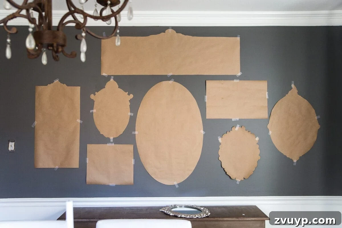 Thrifted Frames, Sparkling Reflections Gallery 4 A couple of tricks for hanging the perfect mirror gallery wall plus ideas for a traditional meets modern eclectic dining room. #diningroom #gallerywall #walldecor #mirrors