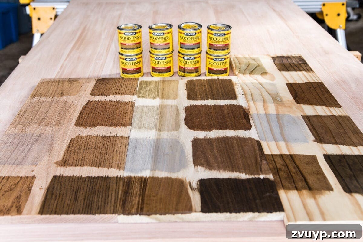 Revamping Your Dining Table Top 21 A tutorial for how to build a retrofitted table top to fit over any existing table using Minwax Dark Walnut stain. #build #furniturebuilding #tabletop #diningtable #diytable #farmhousetable #diyfurniture #woodworking #furnituremakeover #tablemakeover #minwax #woodstain #walnut