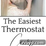 Mastering Thermostat Disguise Without Impacting Its Efficiency 7 Close-up of a stylish and simple thermostat cover, creatively framed to blend seamlessly with surrounding wall decor.