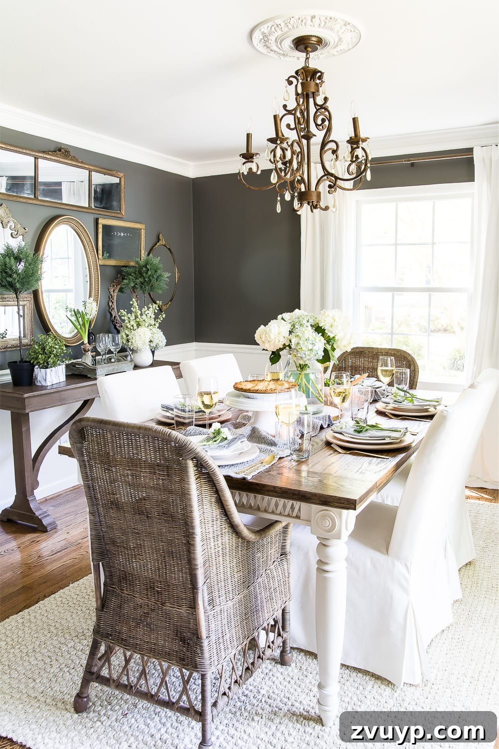 Inspiring Summer Homes 2018 7 A formal dining room set for a special occasion in a 1960 colonial home, with a classic tablescape and elegant decor, ideal for summer entertaining. #diningroomgoals #tablescapeideas #specialoccasions #colonialinteriors #summerelegance #hometour