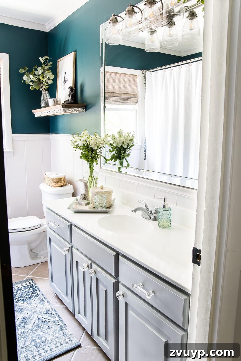 Our Painted Bathroom Sink, Counter, Tub, Shower An 8-Month Durability Update 7 8-month update on the Rust-Oleum Tub & Tile Refinishing Kit project, showing the impressive durability of the painted bathroom fixtures.