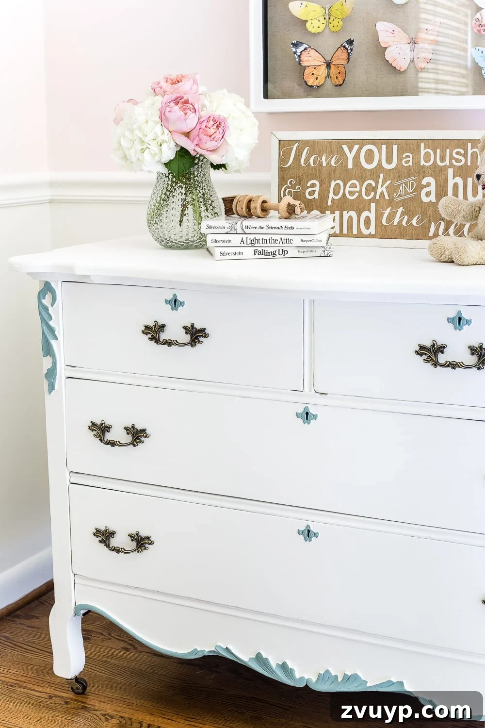A little girl bedroom makeover with a butterfly theme full of thrifty makeovers, DIYable projects, and Anthropologie style knock-offs. #girlbedroom #littlegirlbedroom #girlroom #littlegirlroom #kidsspaces #kidsdecor #kidsroom #kidsdiy #bedroommakeover #kidsroommakeover #girlbedroommakeover