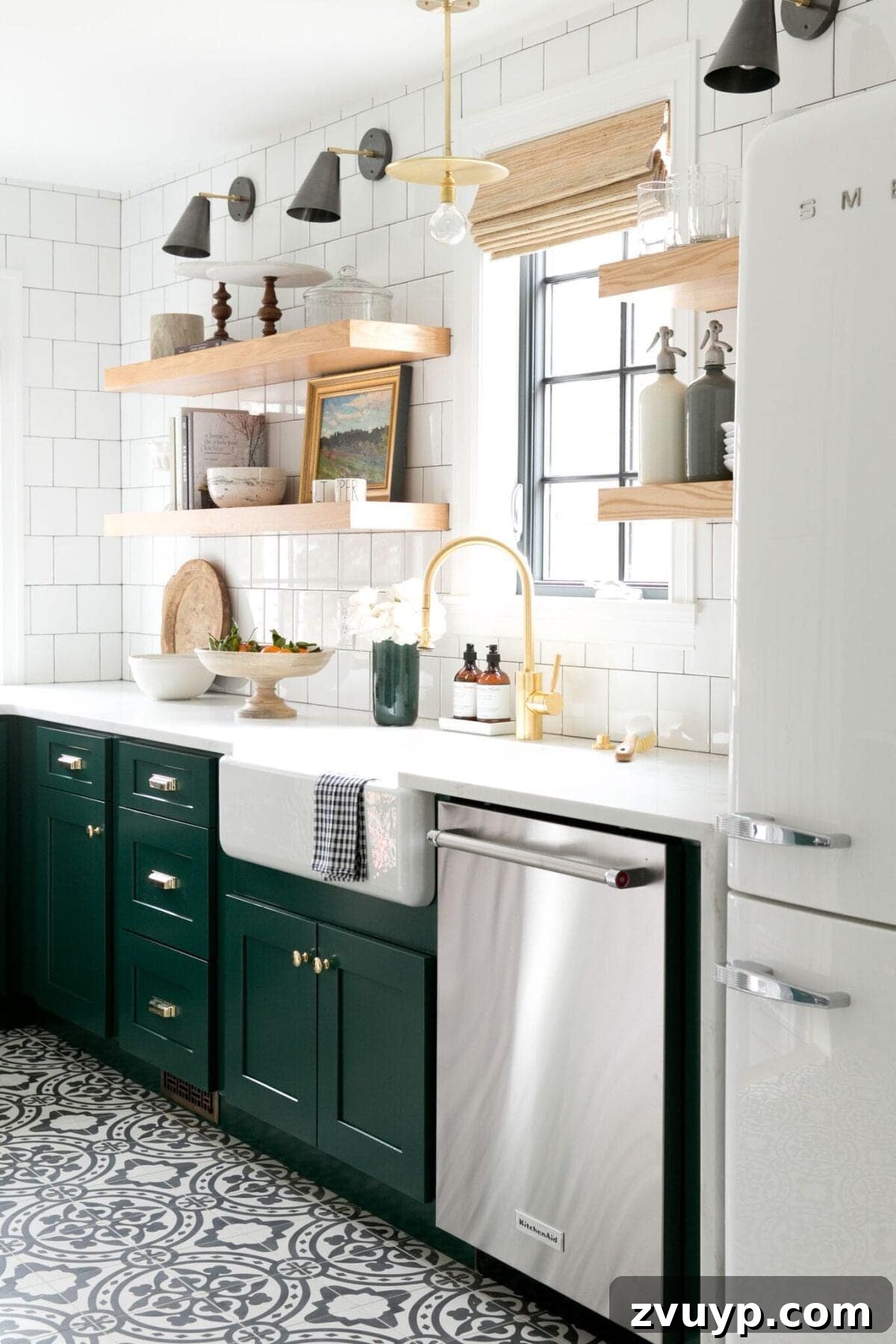 Fresh Green Kitchen Cabinet Ideas 9 Benjamin Moore Forest Green paint on kitchen cabinets, a vibrant and deep green for a lively kitchen statement.