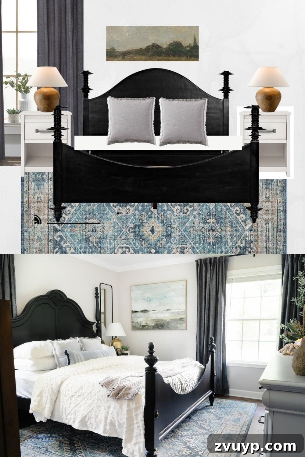 Design Your Dream Room with Canva Mood Boards 2 Dreamy bedroom mood board design with blue and gray tones
