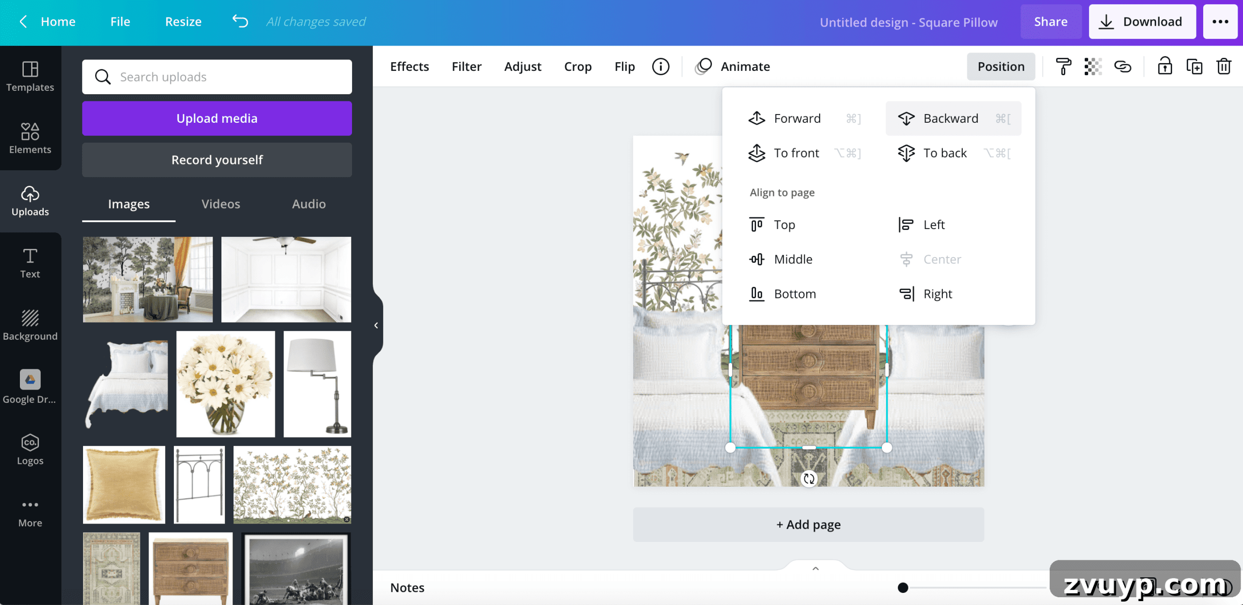 Layering images in Canva to create depth in mood board