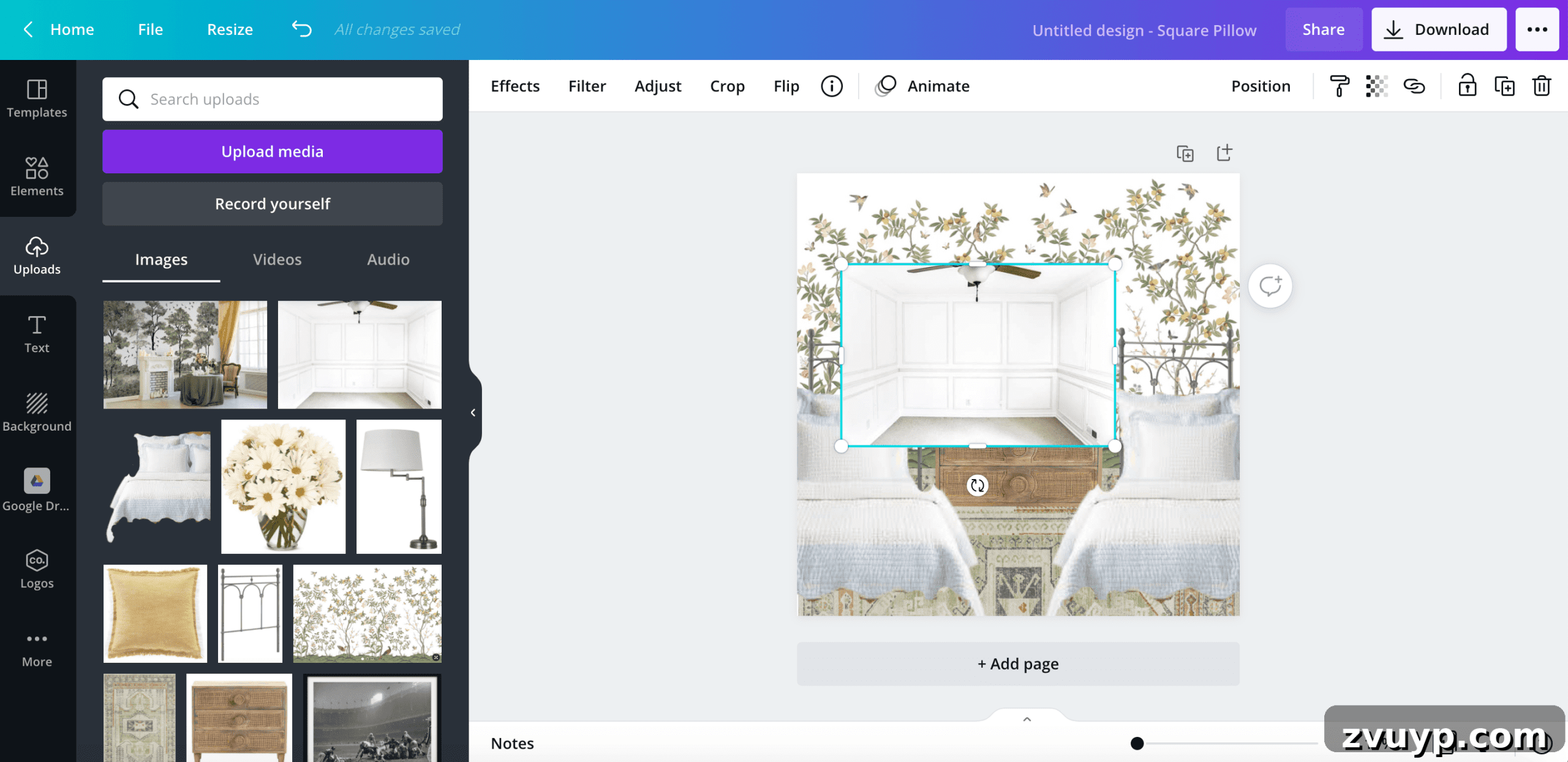 How to use Canva to virtually place mood board design in your room