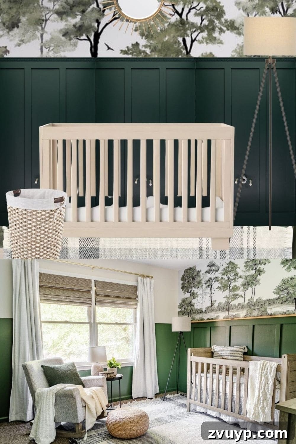 Design Your Dream Room with Canva Mood Boards 3 Charming nursery mood board design with green and cream accents