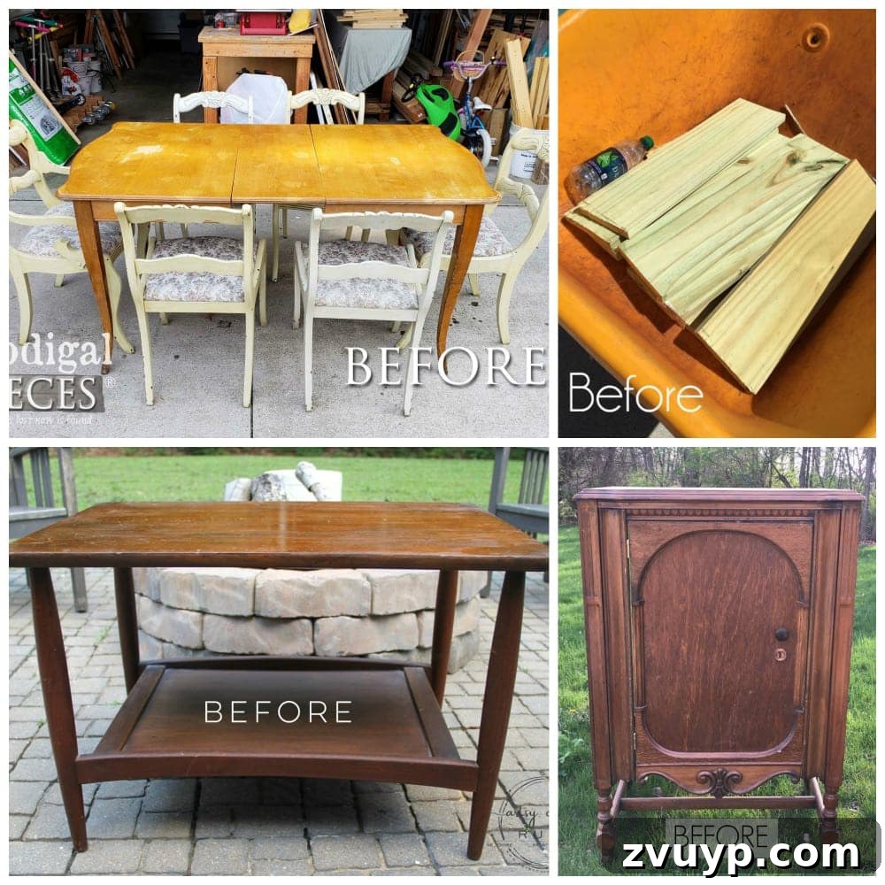 Chic Marble-Effect Coffee Table 13 Collage of various furniture makeovers from other DIY bloggers