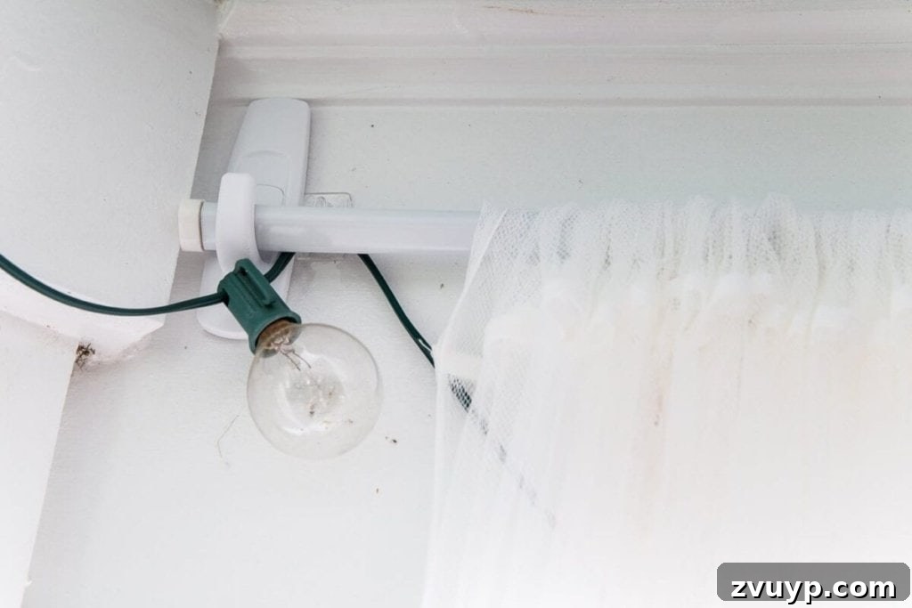 Under $100 Porch Transformation: DIY Screens and Privacy Curtains 4 how to hang curtain rods without damaging your walls
