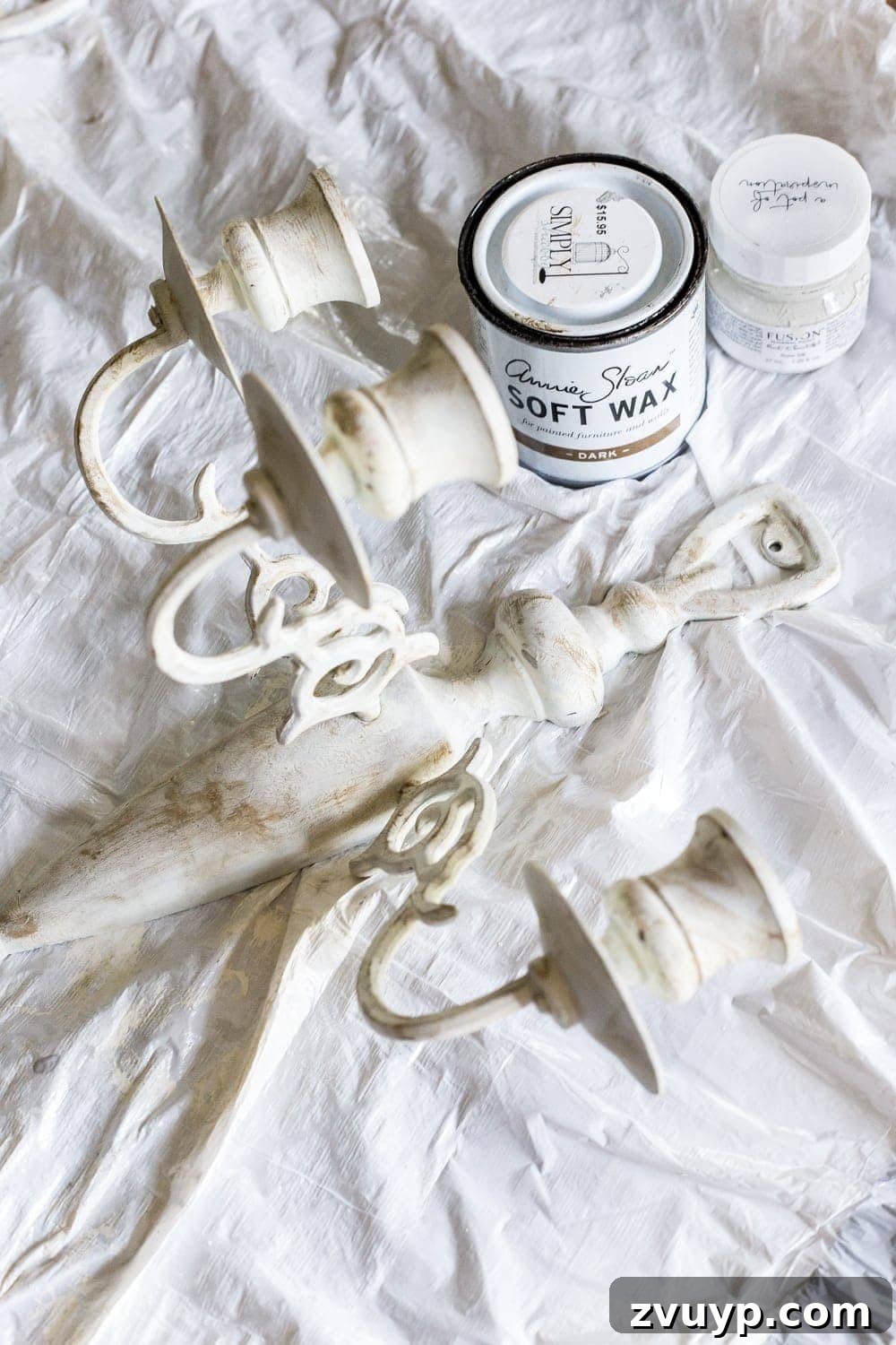 From 80s Brass to French Chic: DIY Sconce 5 Chalk painted 80s brass sconce transformed into an antique French style