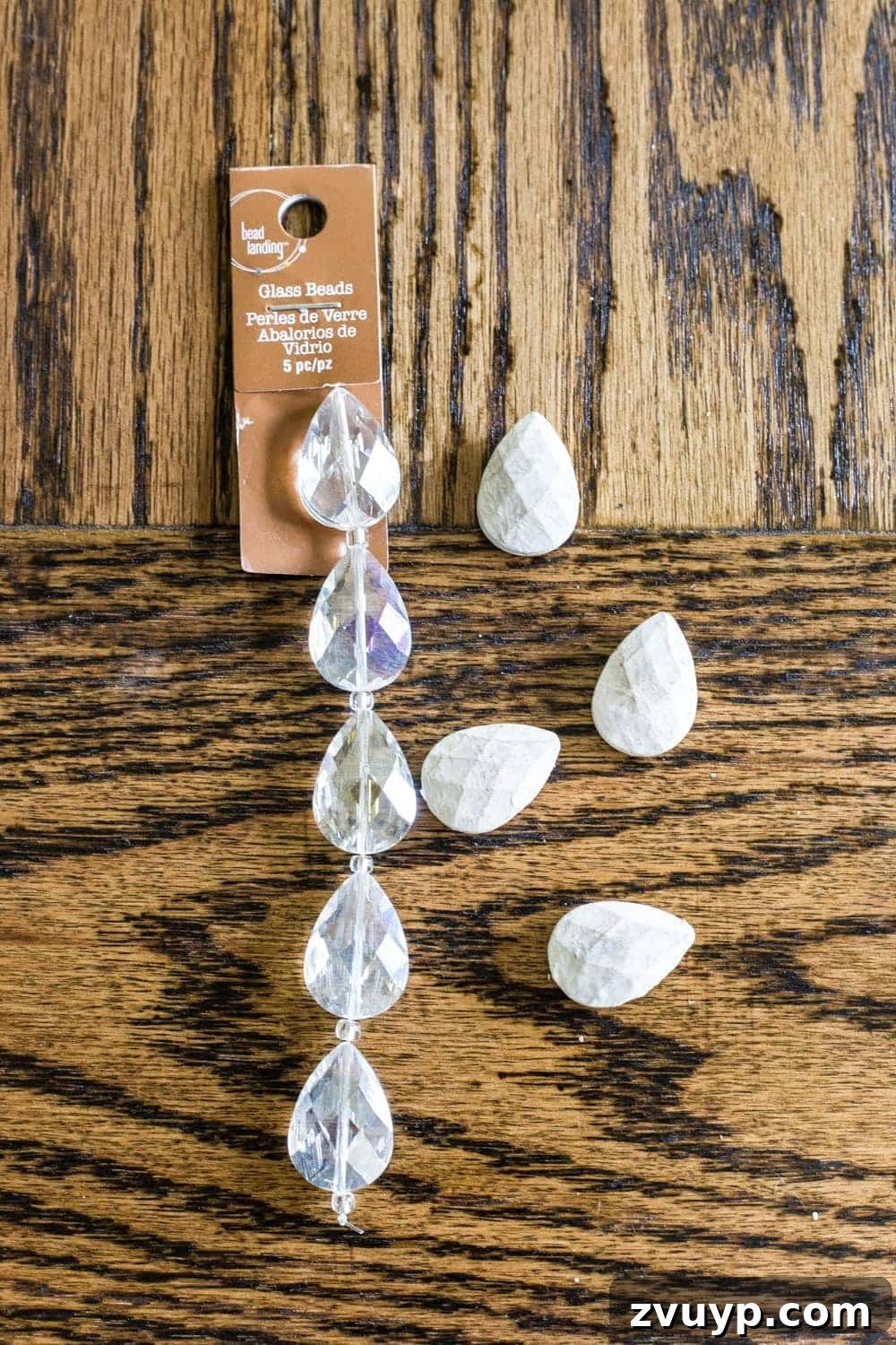 From 80s Brass to French Chic: DIY Sconce 6 Close-up of beads chosen for French sconce makeover