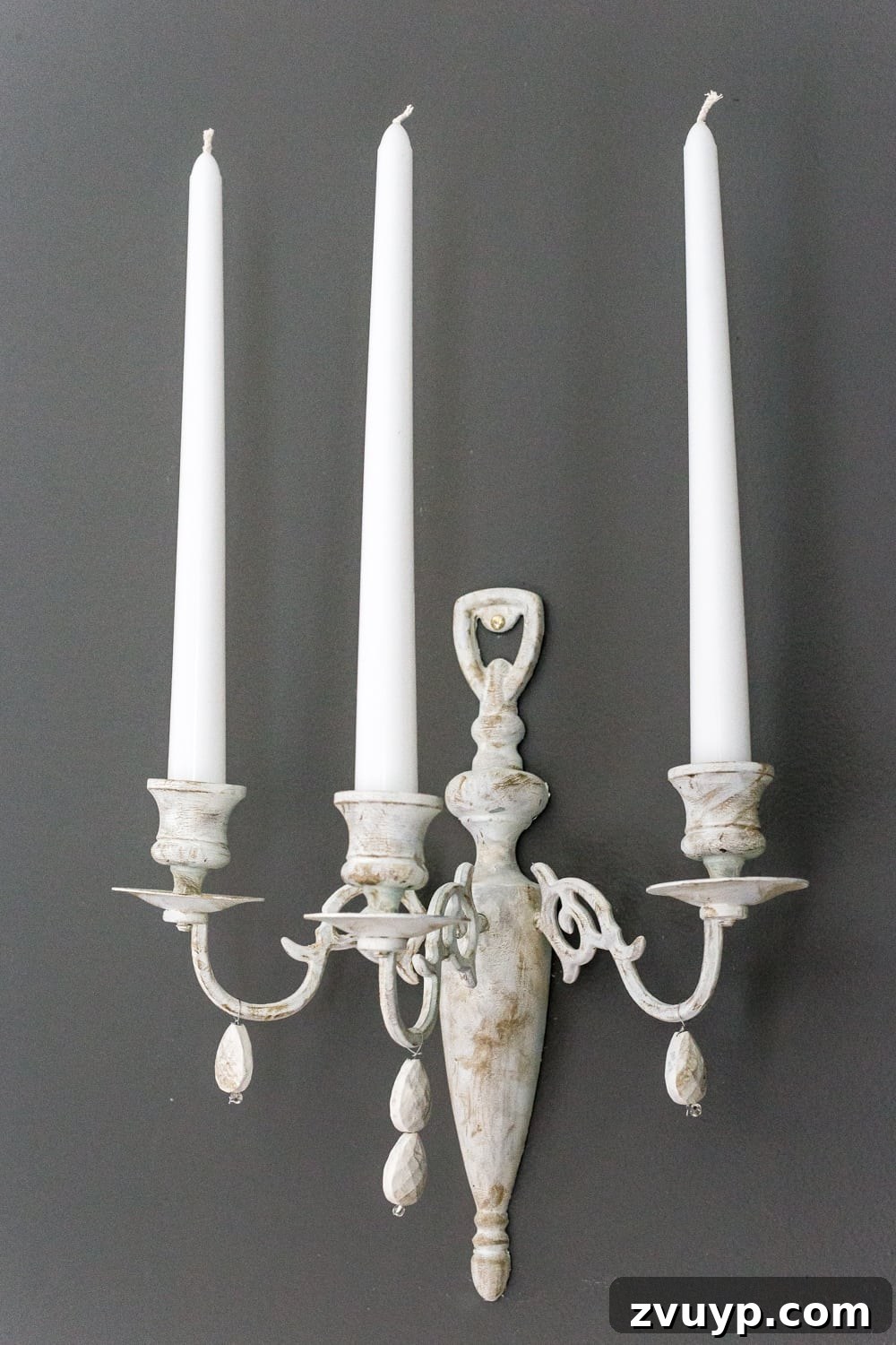 From 80s Brass to French Chic: DIY Sconce 8 DIY French sconce using 80s brass and chalk paint, final look