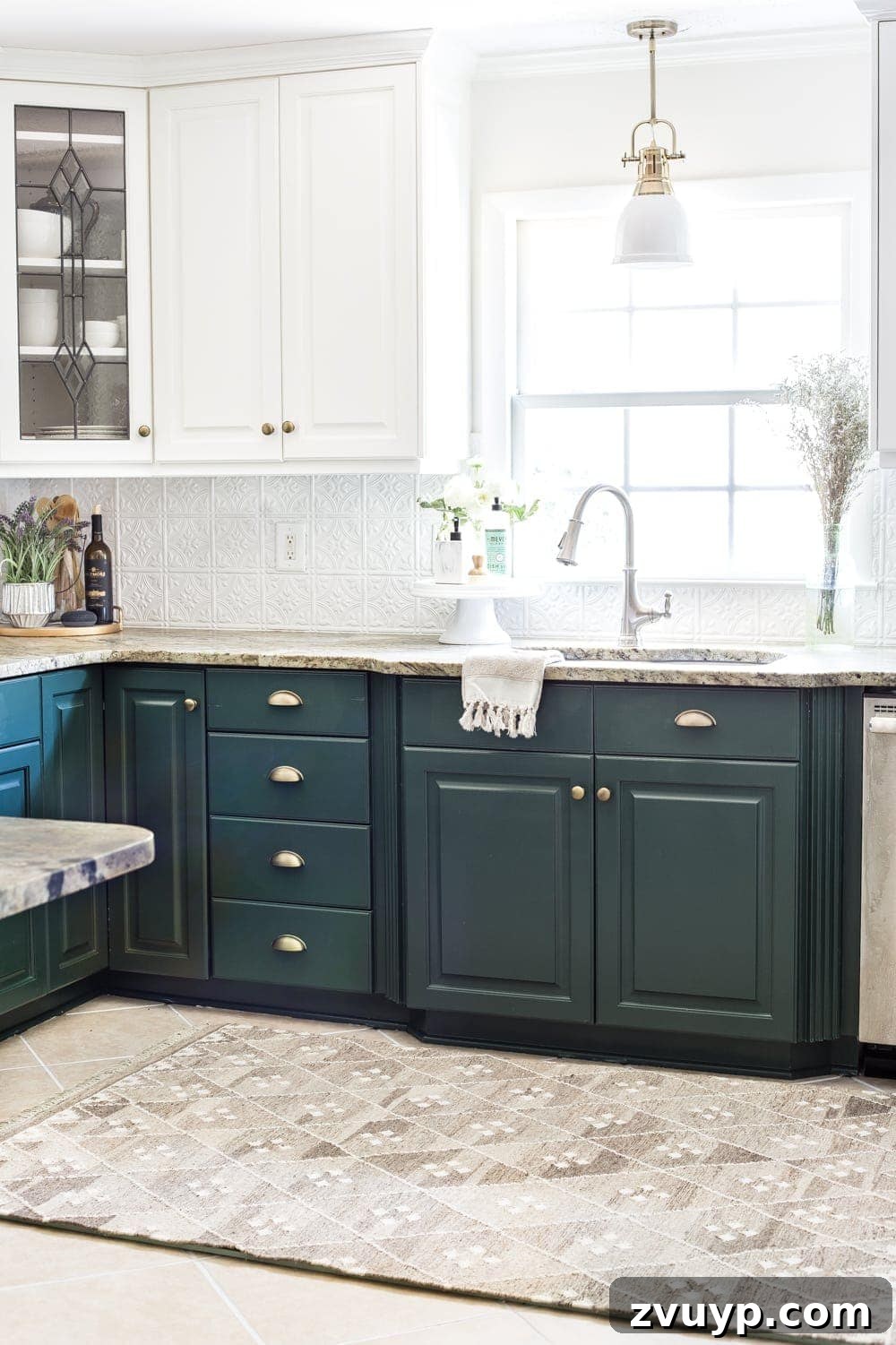 Revitalize Your Kitchen: Plush Comfort, Pristine Grout 4 Kitchen showing newly refreshed white grout lines and a comfortable layered memory foam rug.