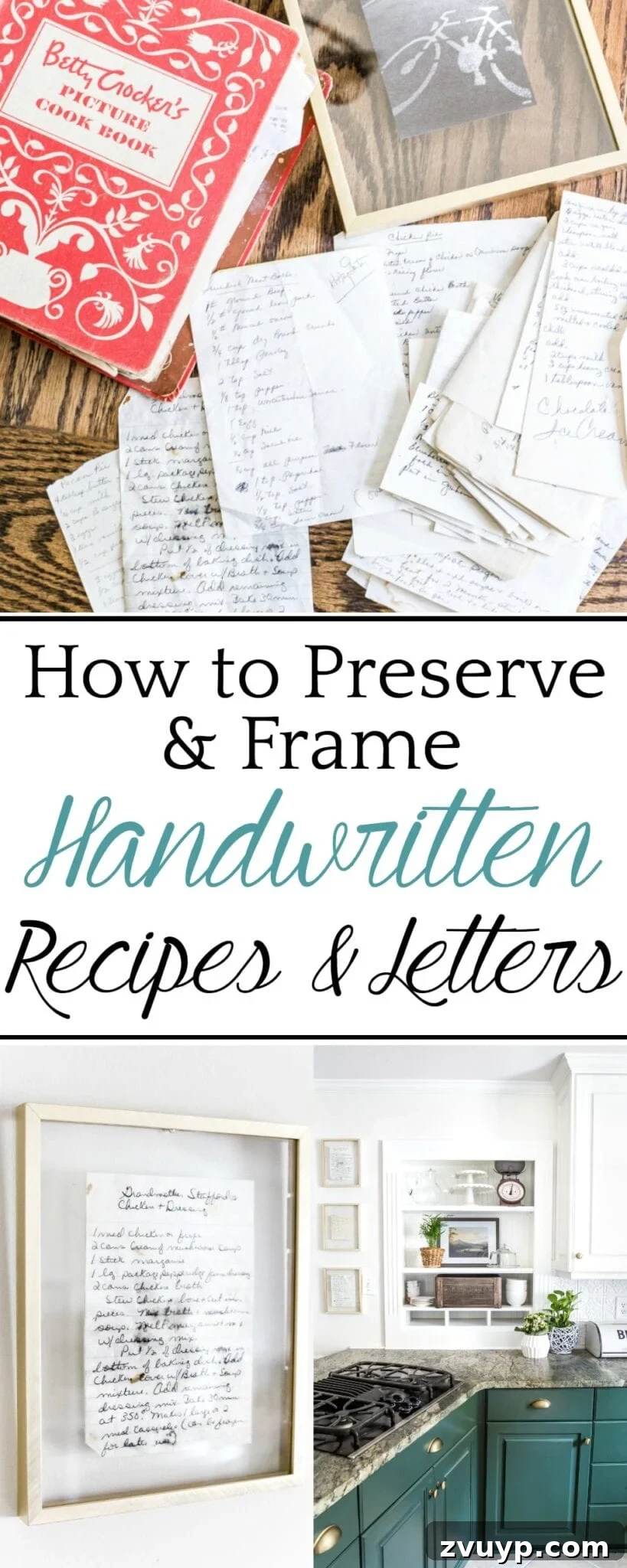 Creative Ways to Showcase Handwritten Family Heirlooms 12 How to preserve handwritten recipes and frame letters