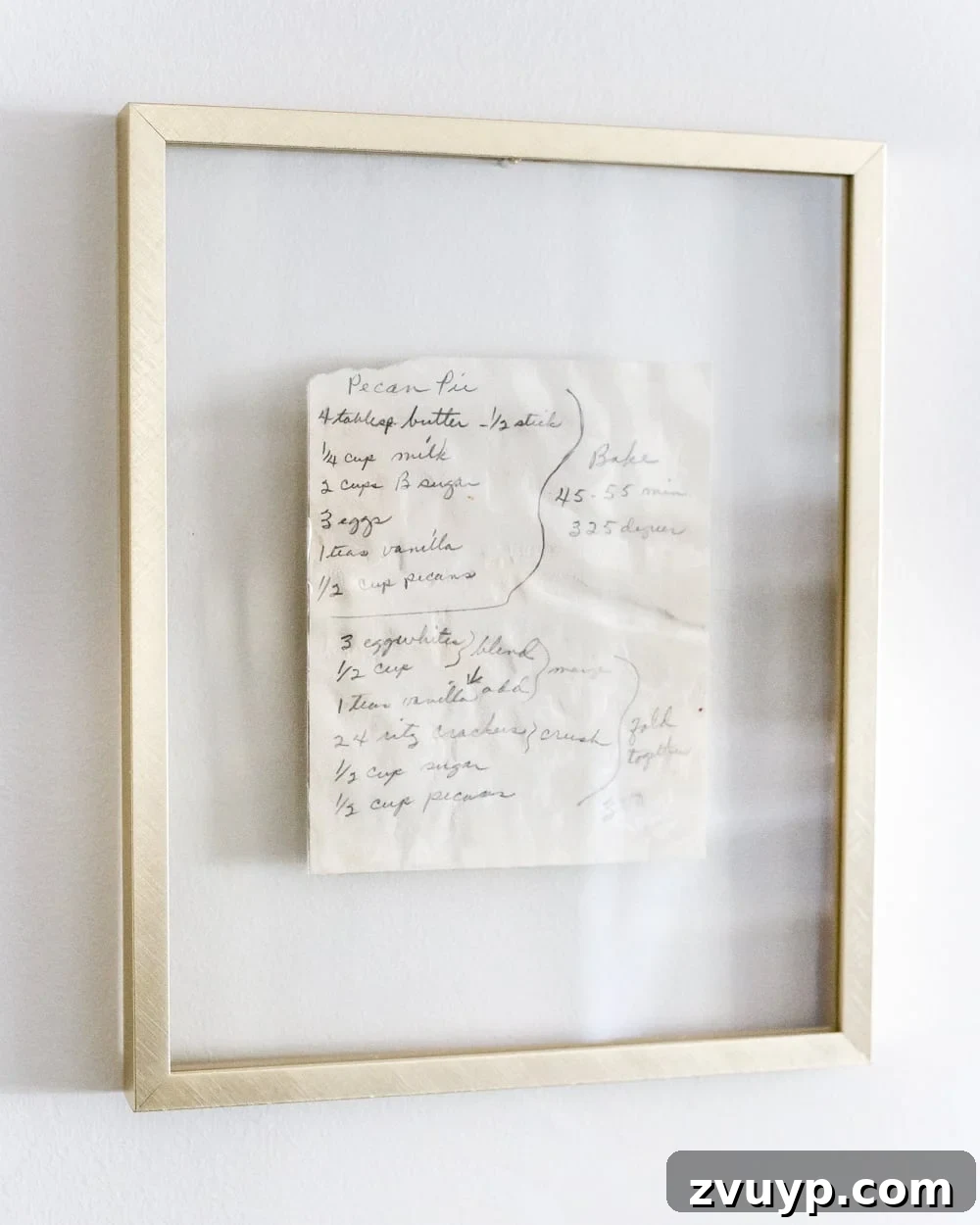 Creative Ways to Showcase Handwritten Family Heirlooms 6 preserved and framed handwritten recipe art