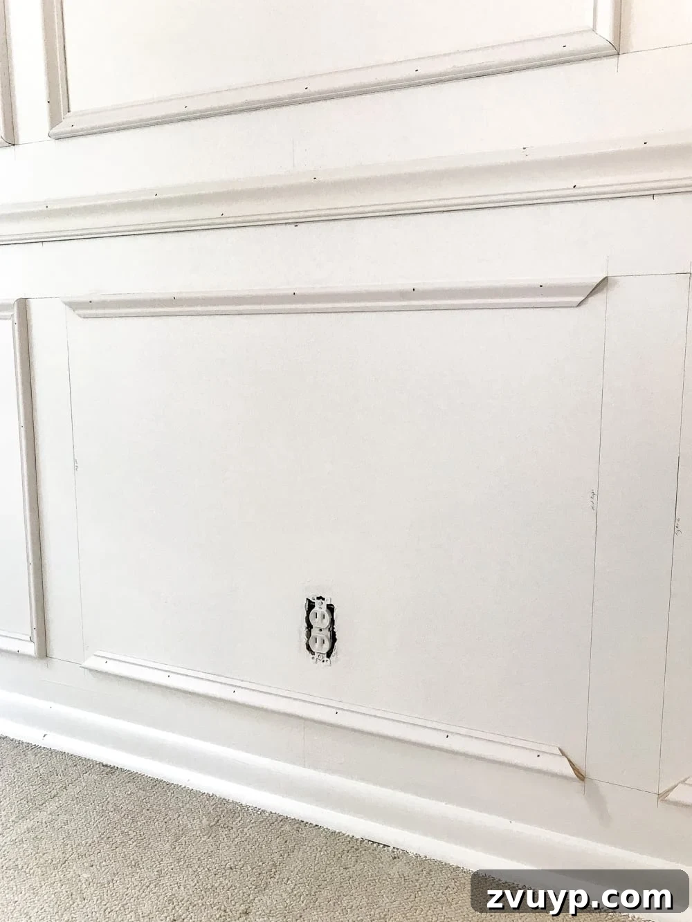 Crafting Your Perfect Picture Frames 12 Completed DIY picture frame molding wainscoting before finishing