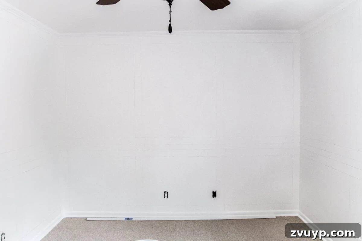 Crafting Your Perfect Picture Frames 3 Marking chair rail height at 36 inches from the floor for wainscoting