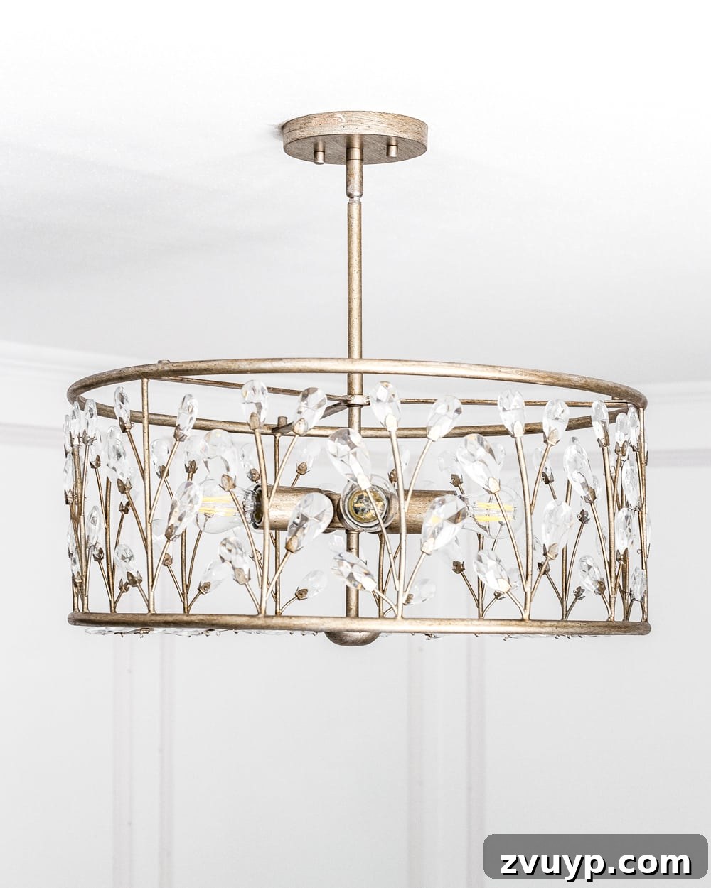 Nursery Lighting Makeover 8 A feminine, vintage, glam lighting update for a baby girl's nursery makeover. #nurserylighting #lightfixture #glamdecor #vintagedecor