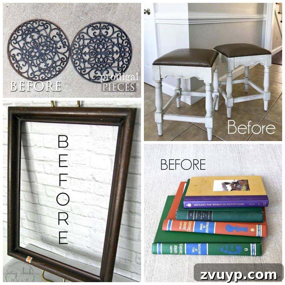 Wood and Linen Spare Chair Revival 10 Collage of Trash to Treasure Tuesday makeovers