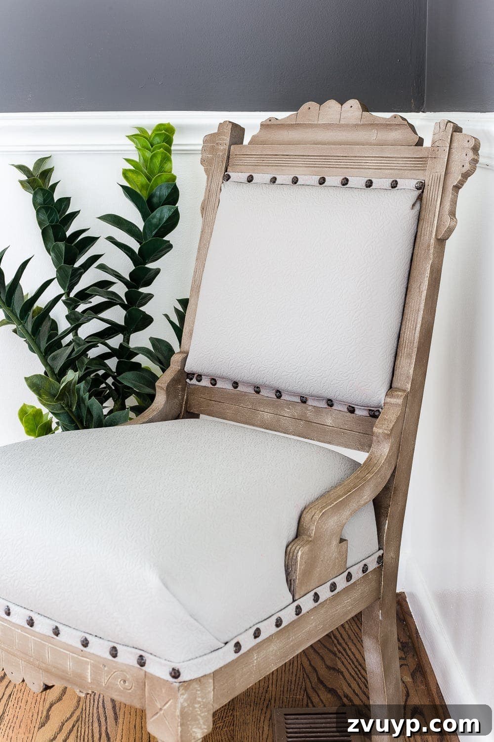 Wood and Linen Spare Chair Revival 5 Painted chair with soft, smooth vinyl upholstery