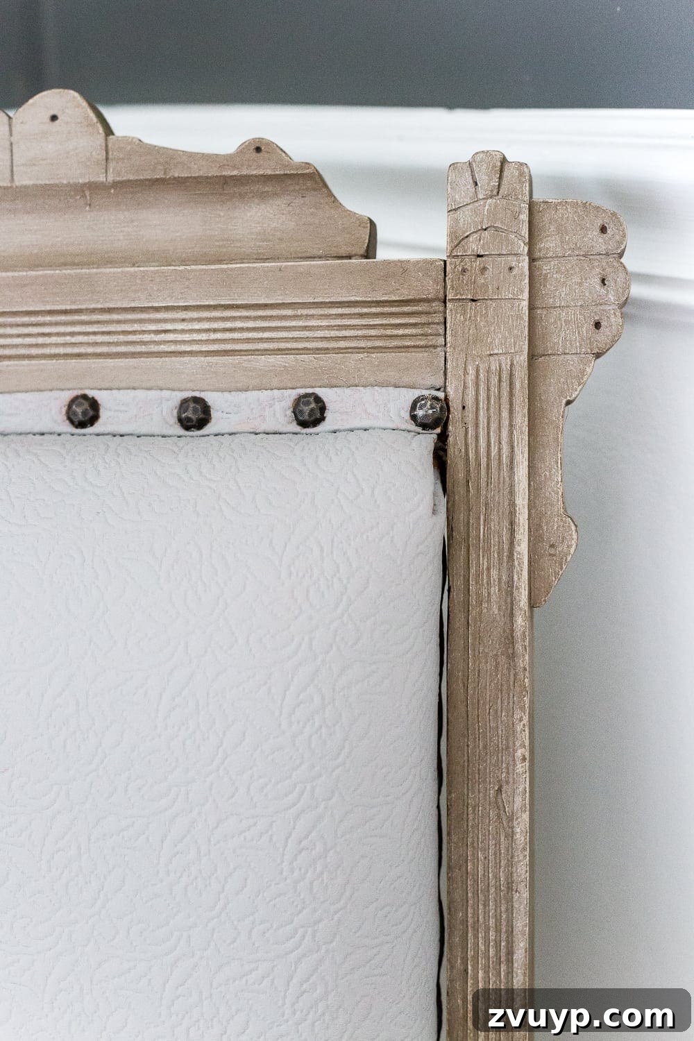 Wood and Linen Spare Chair Revival 7 Dining room corner with transformed chair and French wall sconce