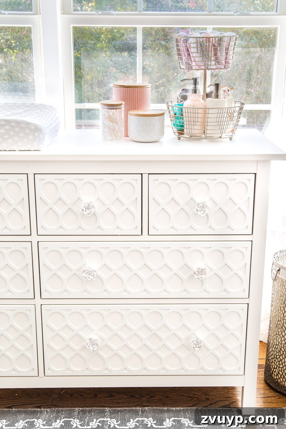 Chic Applique Makeover for Your IKEA Hemnes Dresser 16 an organized dresser in a nursery