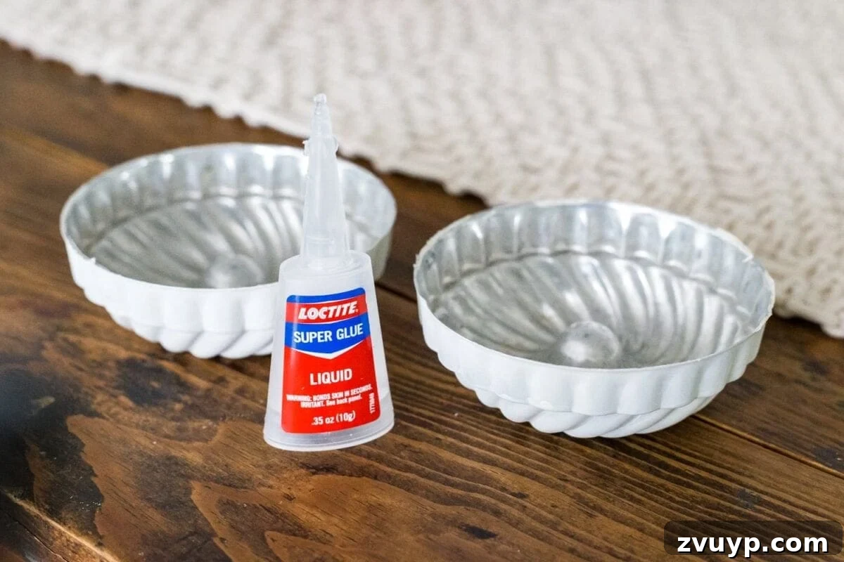 The Unlikely Pumpkin Patch Wire Basket and Bundt Pan Crafts 7 glue two mini bundt pan Jello molds together to make a craft pumpkin