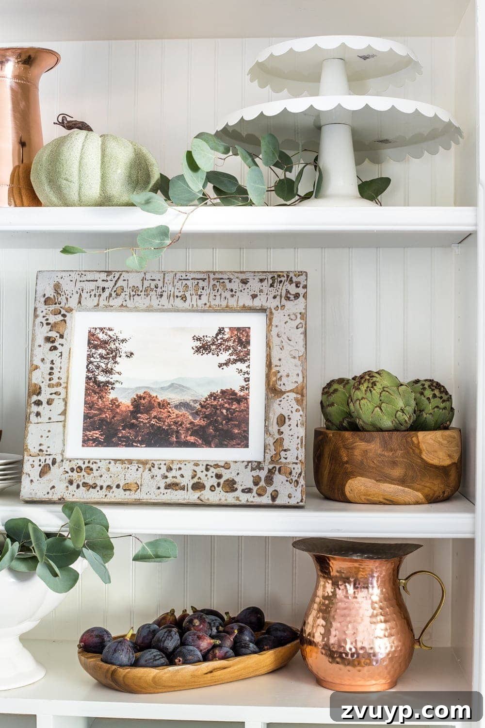 Fall Mountain Vista Art Print 4 Autumn mountain landscape art printable and fall kitchen shelf vignette + more free fall printables