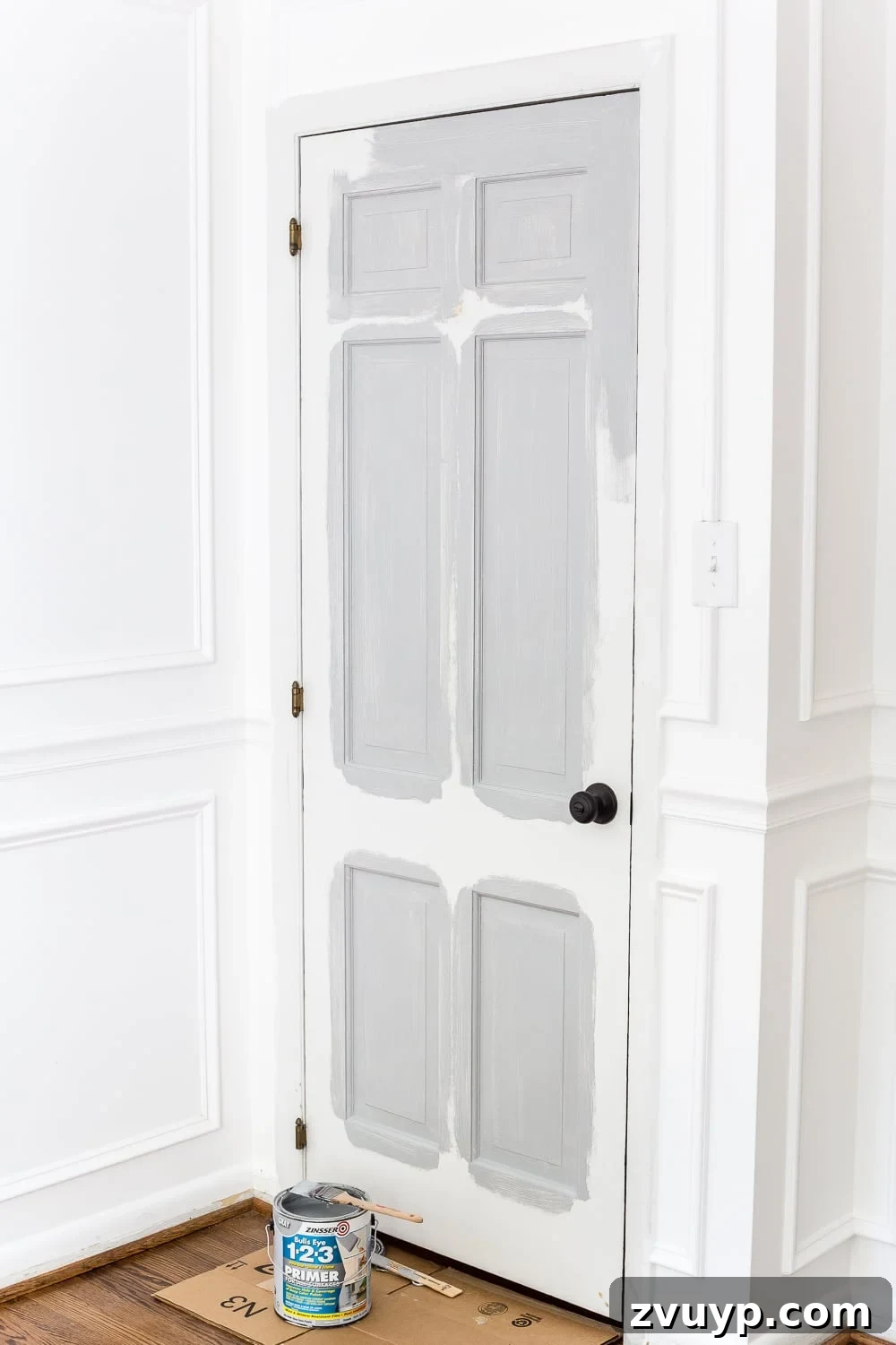 Mastering Door Painting for Unrivaled Durability 18 applying tinted primer to interior doors