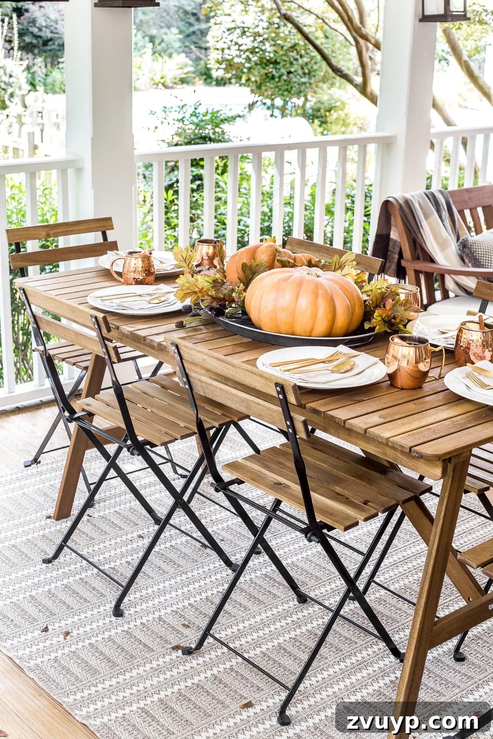 Autumn Porch Retreat: Crafting Cozy Outdoor Style 12 Cozy fall back porch outdoor entertaining dining