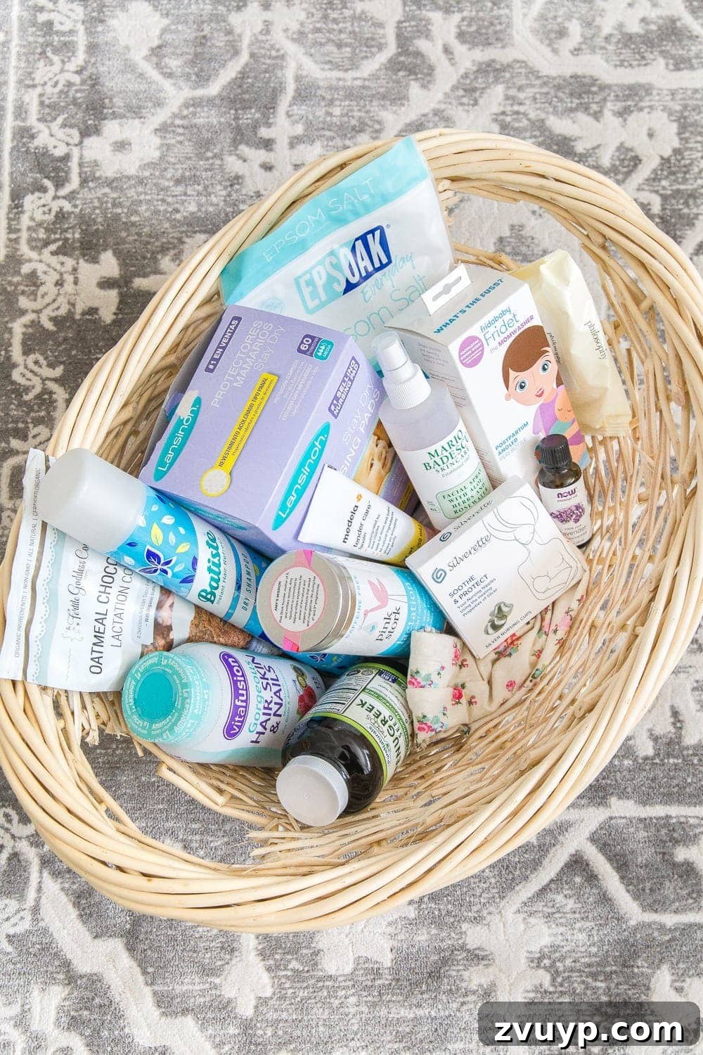 30 Essential Items for Postpartum Healing 3 A serene nursery with white floral decor, symbolizing the peaceful environment a new mom deserves during postpartum recovery