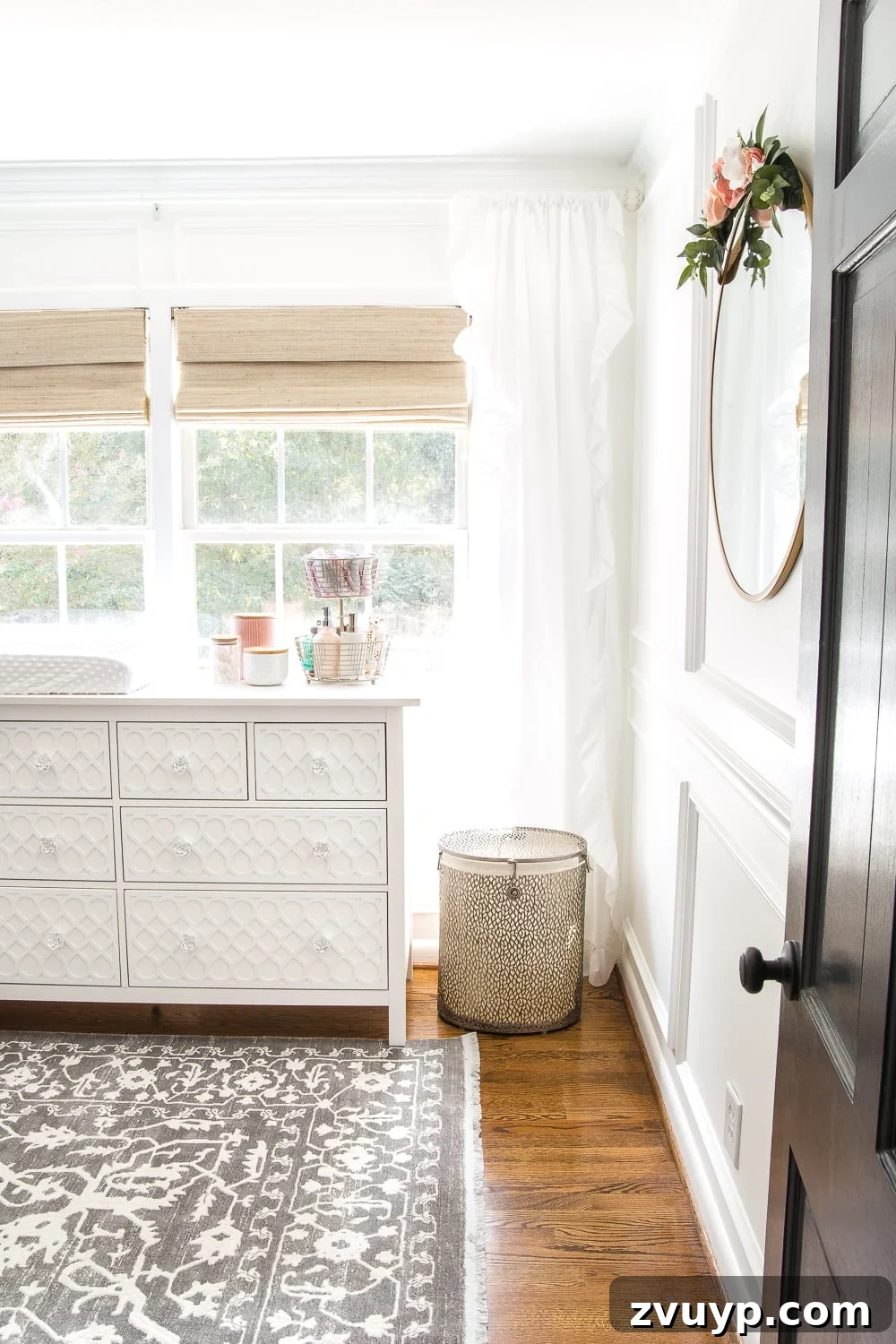 Inside Our Perfectly Organized Nursery 2 Nursery Organization - hamper, dresser, canisters, and tiered basket for baby essentials