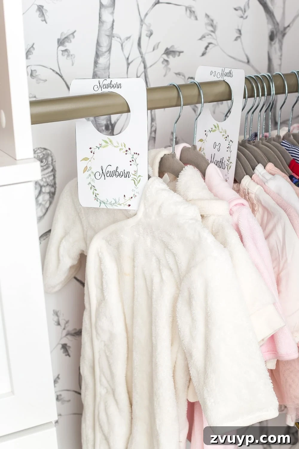 Inside Our Perfectly Organized Nursery 23 Nursery Organization | Free printable baby closet divider tags for efficient clothing organization