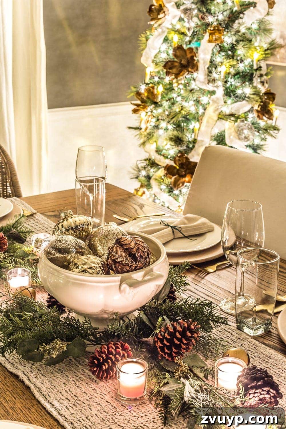 Yuletide Candlelit Journey 5 Christmas Candlelight Night Tour: Elegant Dining Room Tablescape for the Holidays