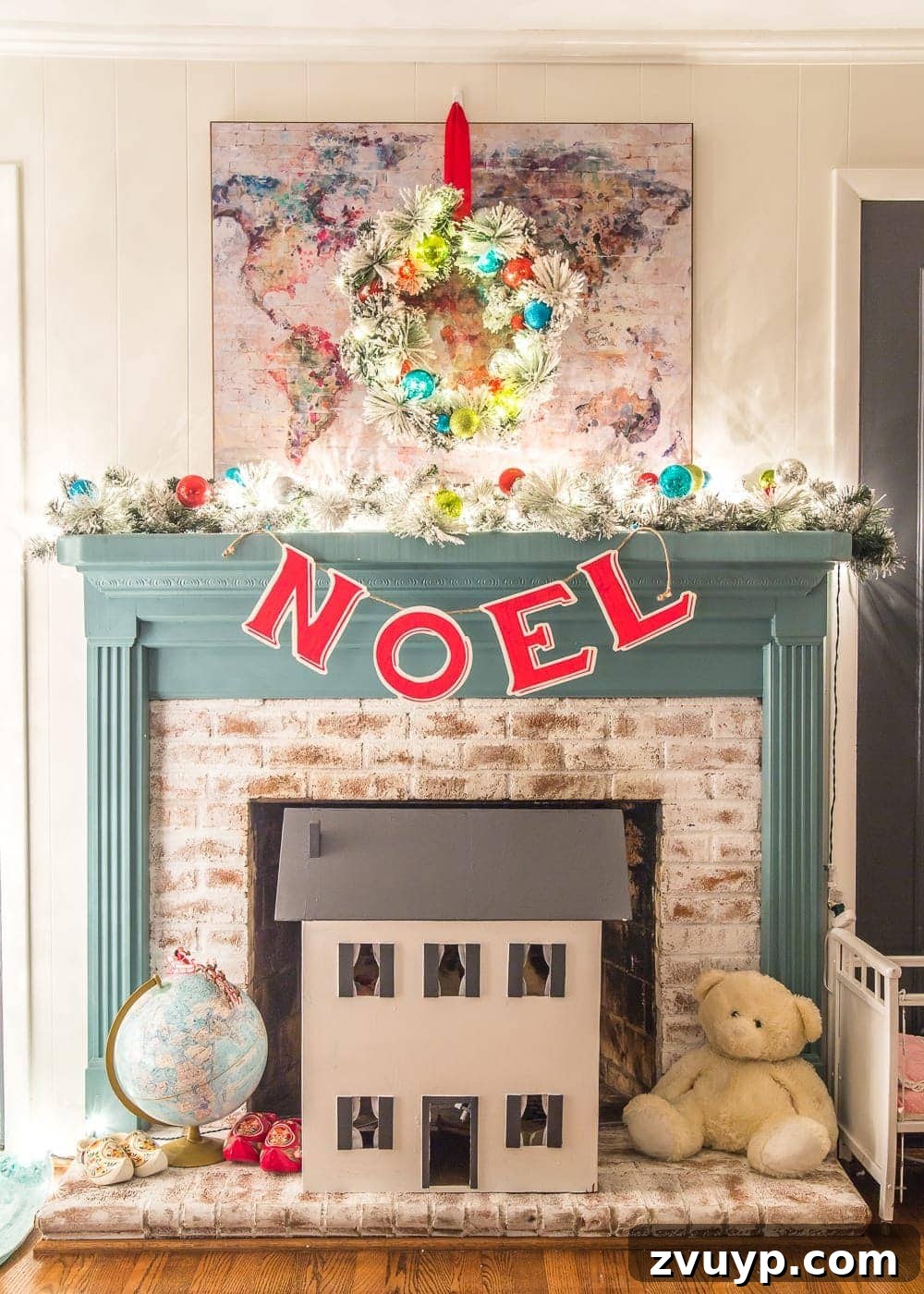 Yuletide Candlelit Journey 8 Christmas Candlelight Night Tour: Playroom Fireplace Mantel with Festive Decor