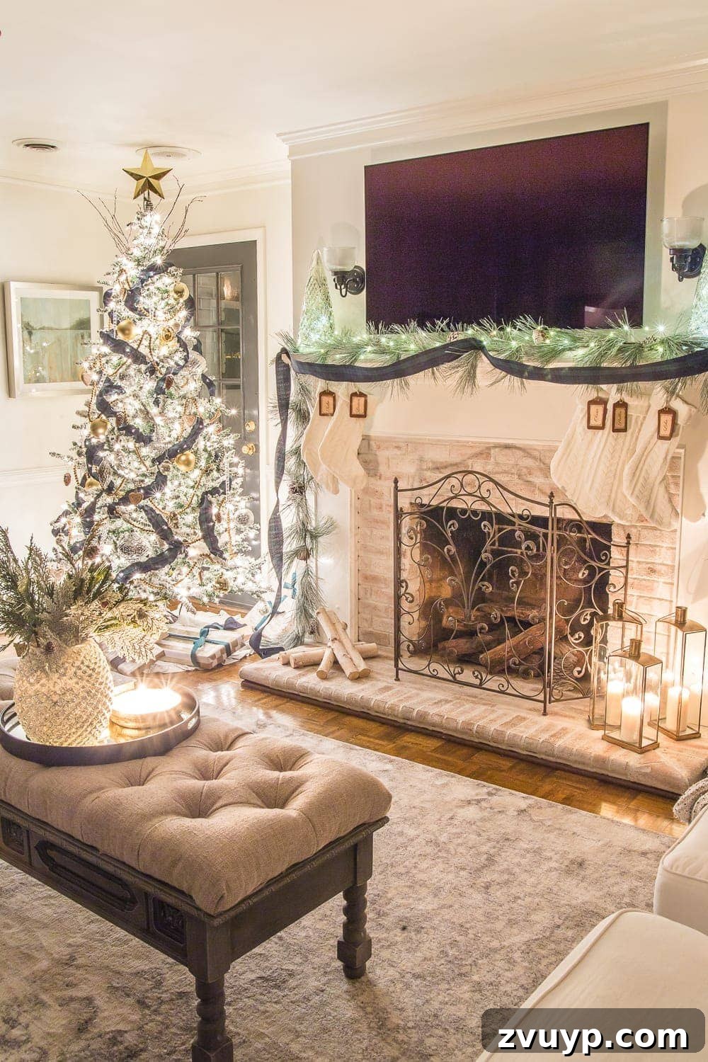 Yuletide Candlelit Journey 9 Christmas Candlelight Night Tour: Living Room and Fireplace Aglow for Christmas