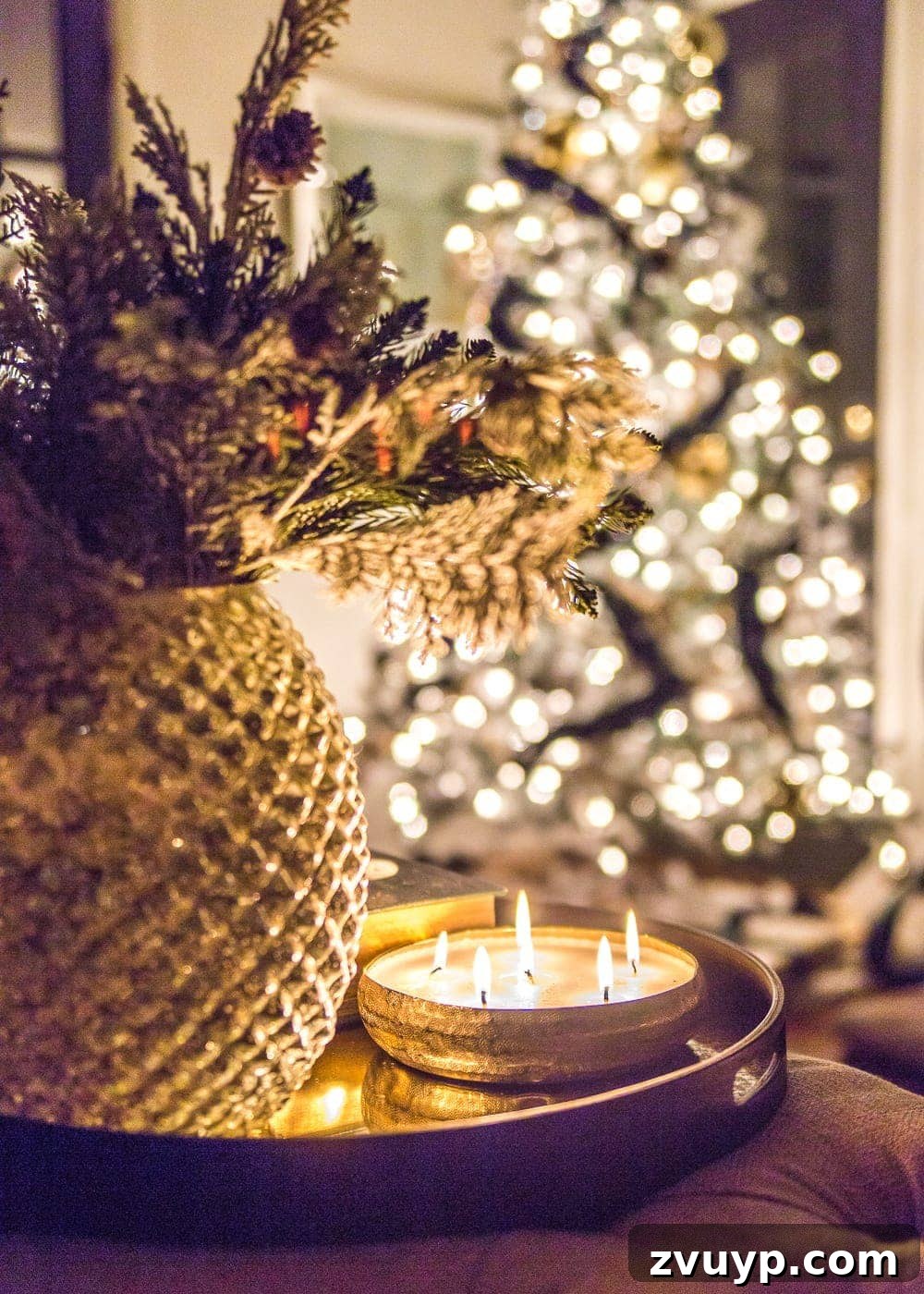 Yuletide Candlelit Journey 10 Christmas Candlelight Night Tour: Living Room Candle Adding Warmth