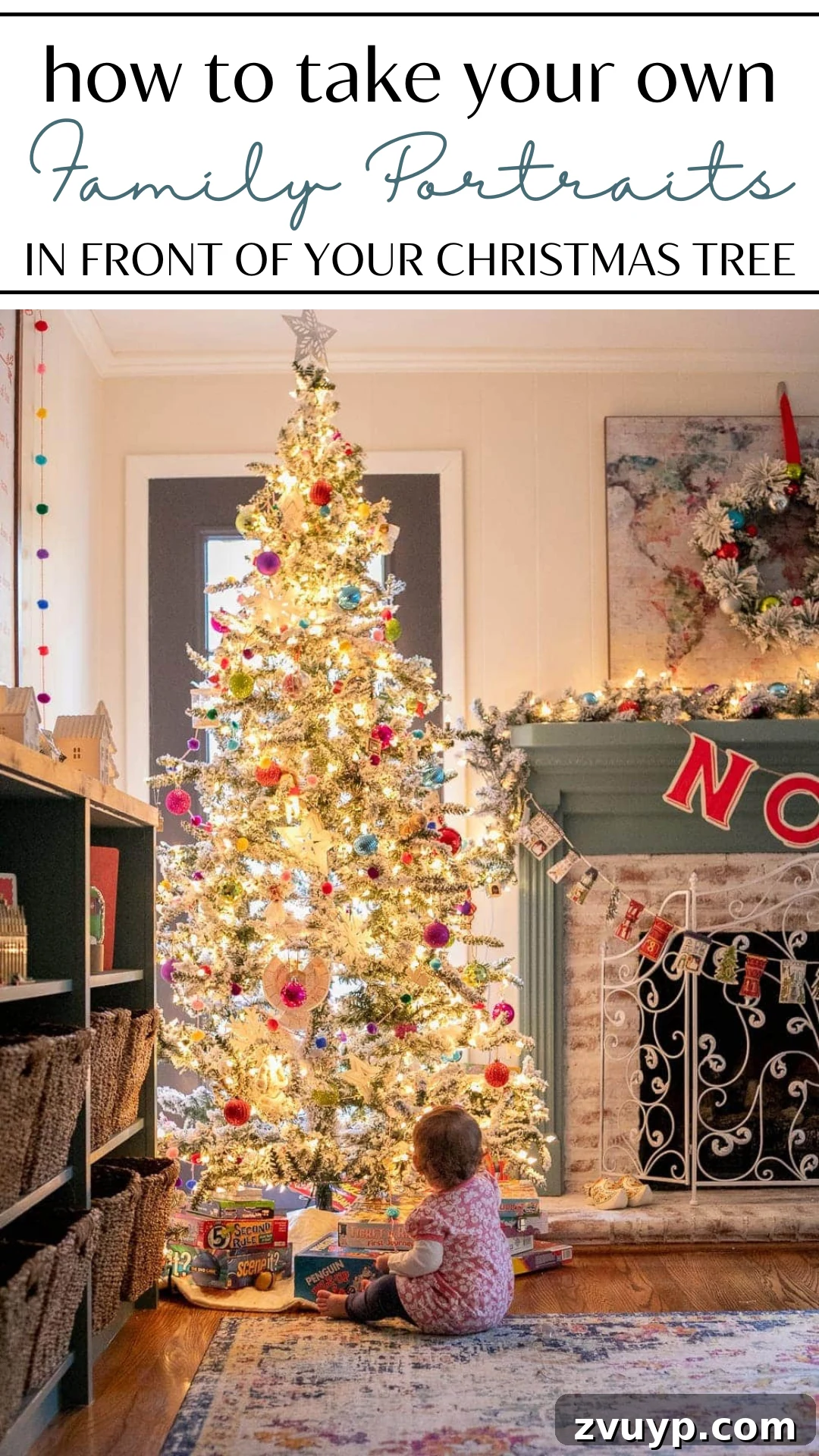 Cozy Christmas Captures: Easy DIY Family Photos at Home 2 Christmas family portraits at home using DIY photoshoot tricks and a beautifully decorated Christmas tree