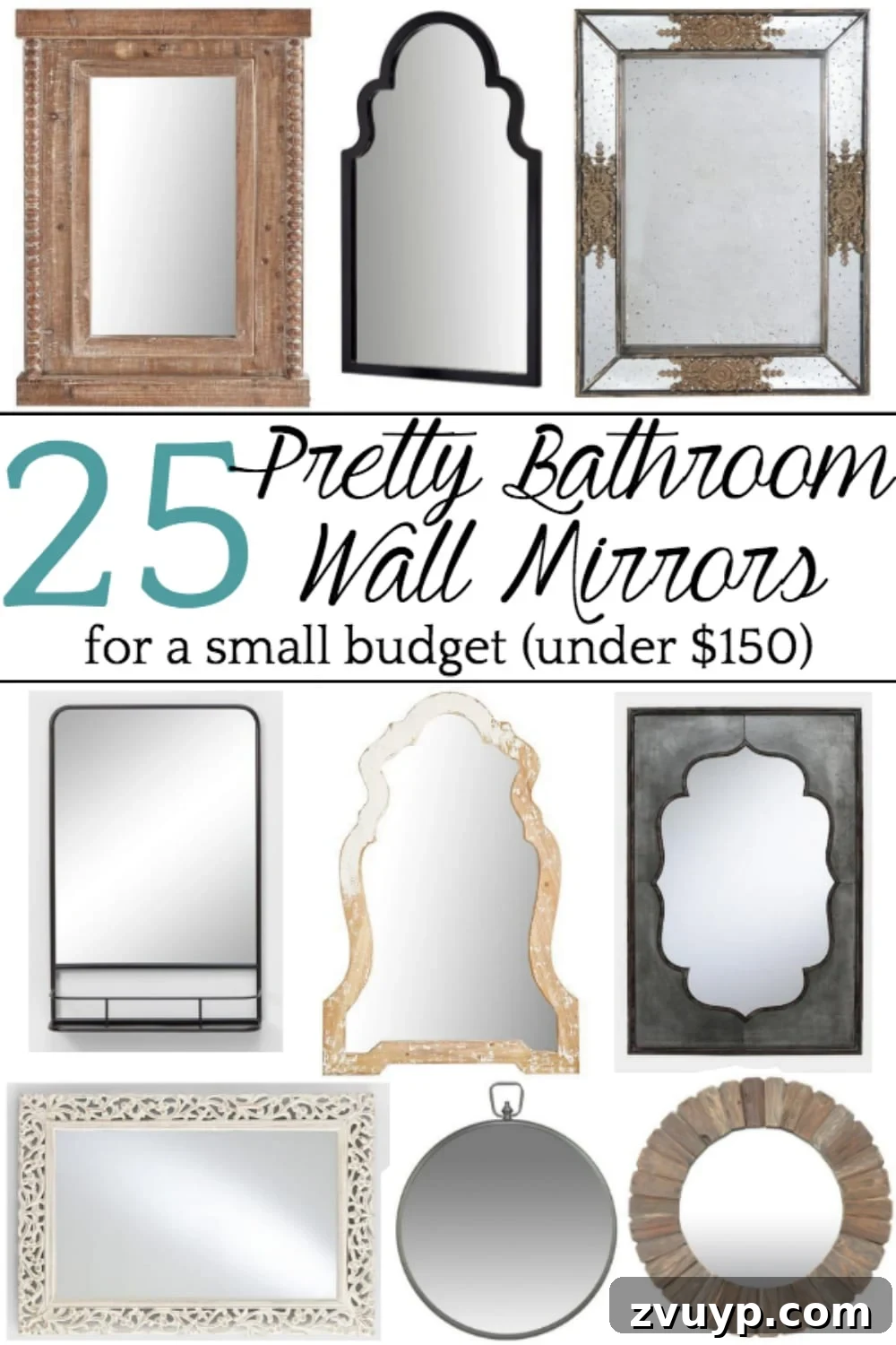 Sparkle & Save Unique Bathroom Mirrors for Less 2 A selection of unique bathroom mirrors to elevate your home decor.