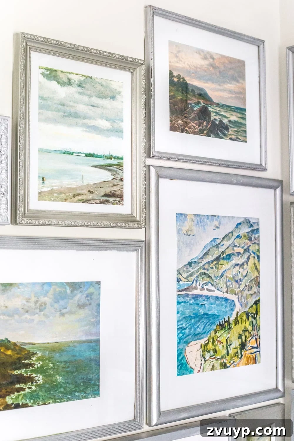 Coastal Charm Printable Art Gallery 10 Planning a coastal gallery wall layout using paper templates for perfect placement. #gallerywalltips #homehacks #decoratingideas #coastaldecor