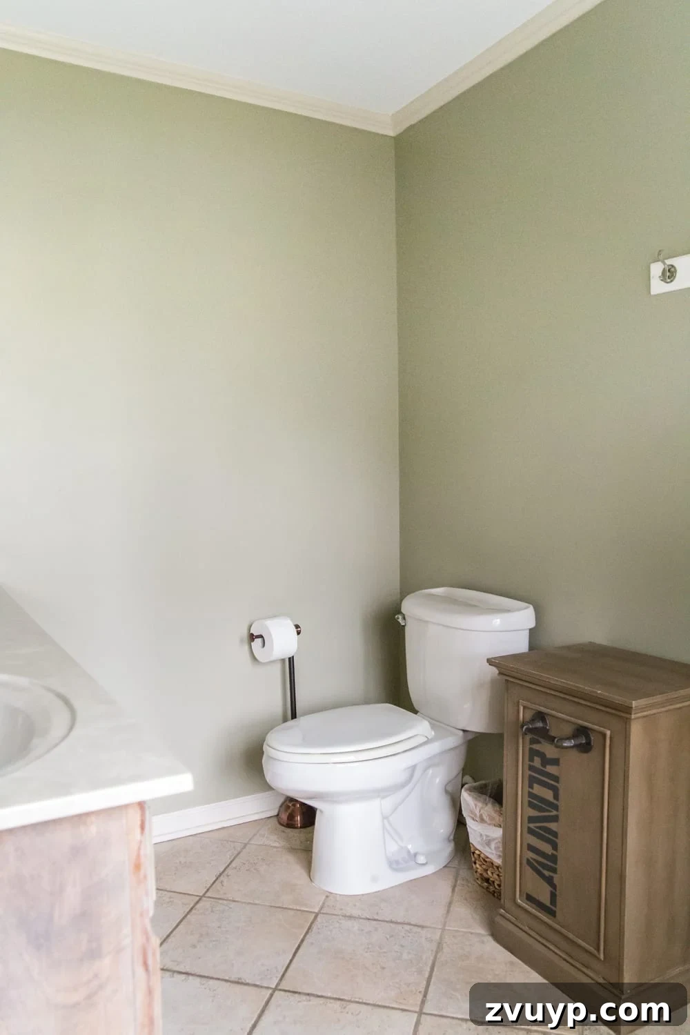 Budget Master Bath Glow-Up Unveiled 14 Master bathroom before the refresh, showing a blank corner.