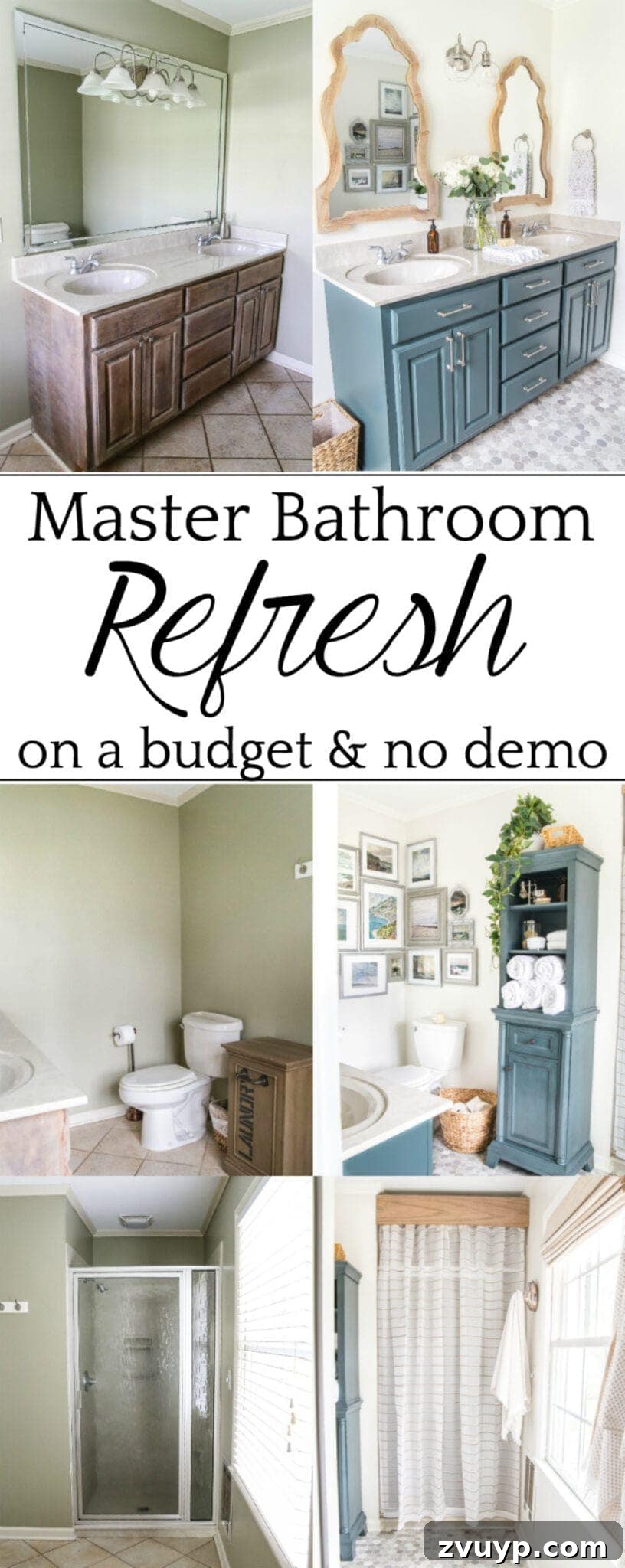 Budget Master Bath Glow-Up Unveiled 30 Budget Master Bathroom Refresh Reveal | A dated master bathroom gets a budget-friendly refresh using paint, organizing tricks, and DIY solutions for modernizing a space. Pin this for DIY bathroom makeover ideas, budget bathroom renovation, and affordable master bathroom updates. #bathroomrefresh #masterbathroom #bathroommakeover #budgetbathroom #bathroomreveal #coastalbathroom #coastalstyle #DIYbathroom