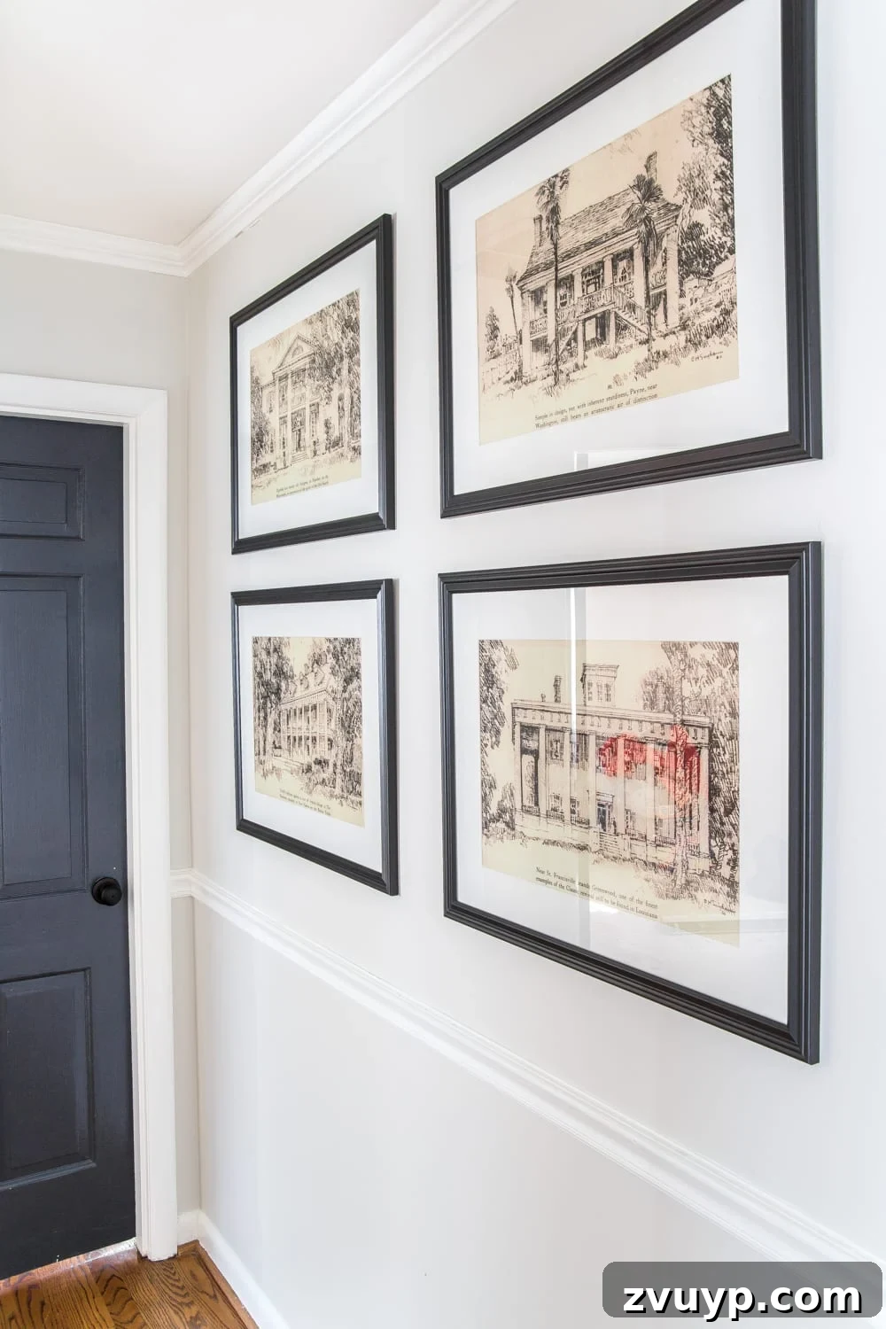 Stylish Solutions for Skinny Hallways 11 architectural printable art in a hallway