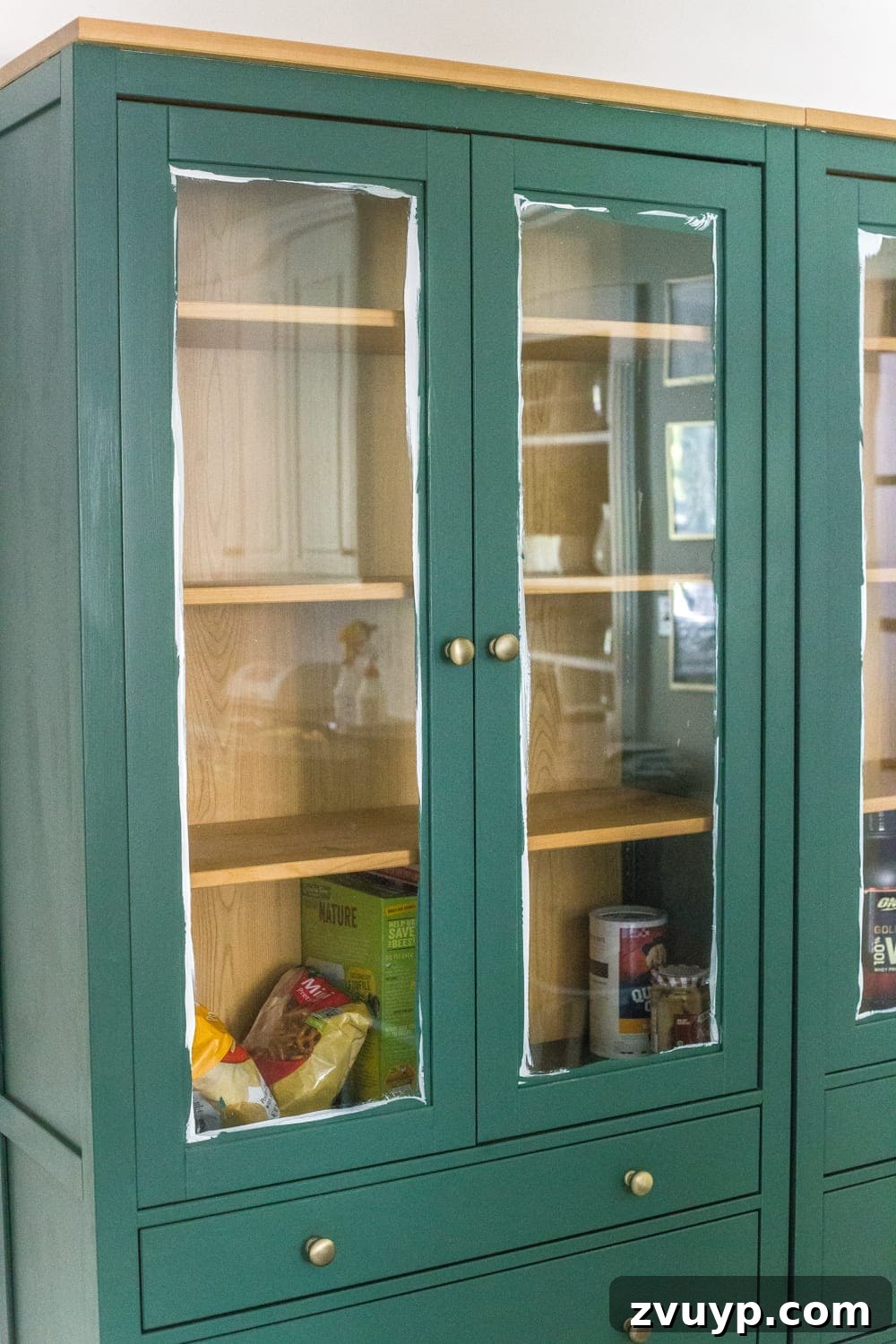 IKEA Hemnes Pantry Hack 11 Painting IKEA furniture doors in Sherwin Williams Billiard Green for a custom pantry look
