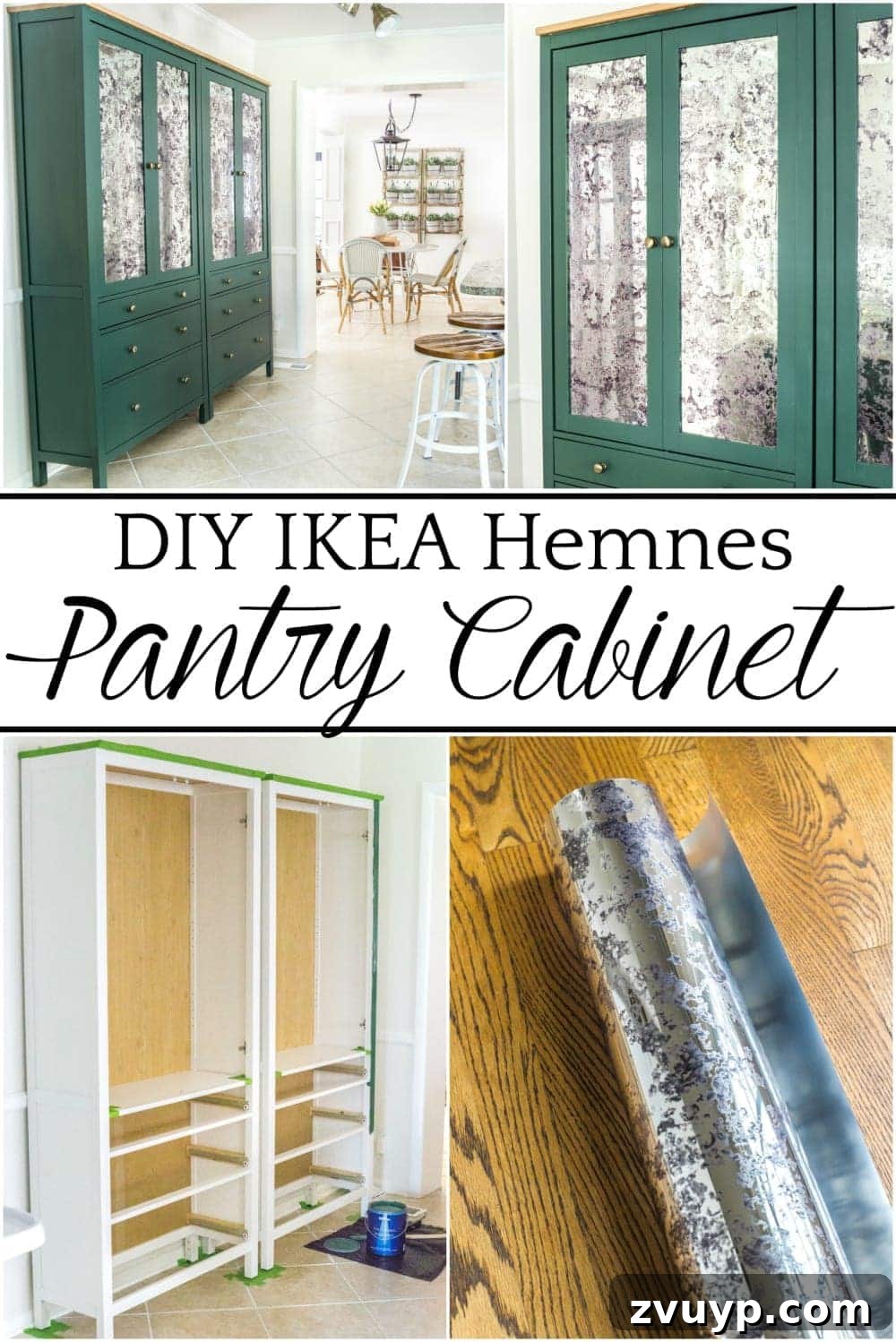 IKEA Hemnes Pantry Hack 22 DIY IKEA Hemnes Pantry Cabinet | blesserhouse.com - How to turn an IKEA Hemnes cabinet into a stylish pantry with custom high-end antique mirror window film.