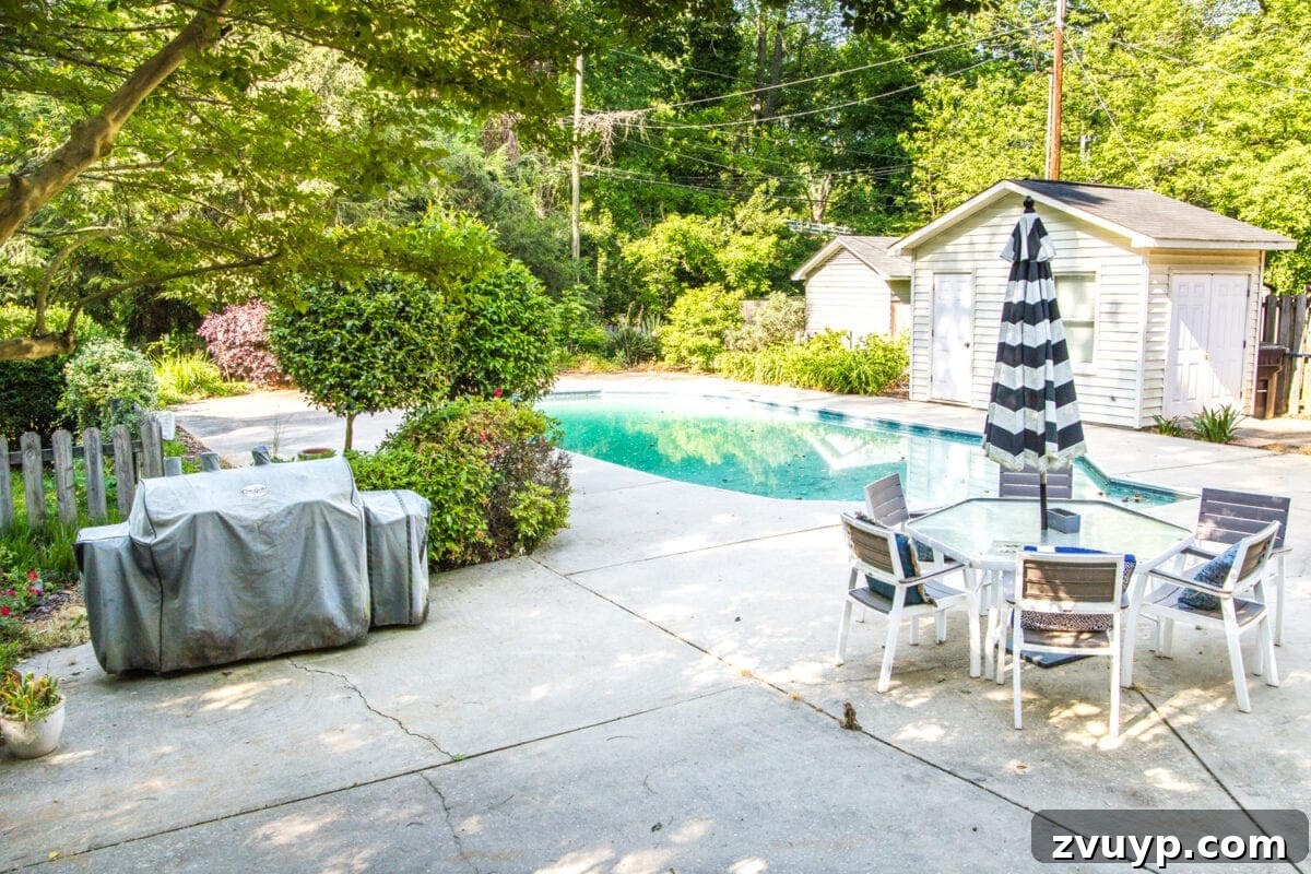Our Backyard's Blank Slate: Before Tour and Pool Makeover Blueprint 2 Backyard Before Tour and Pool Makeover Plans | blesserhouse.com - A breakdown of options to upgrade a basic, outdated vinyl liner in-ground pool and ideas to improve a backyard for beauty and function.