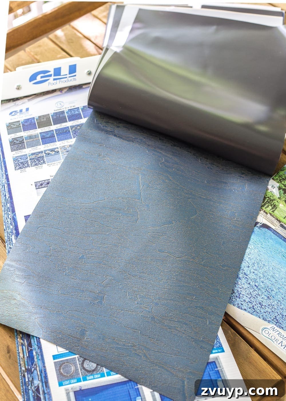 Our Backyard's Blank Slate: Before Tour and Pool Makeover Blueprint 7 Backyard Before Tour and Pool Makeover Plans | blesserhouse.com - GLI Pool Products Blue Slate Vinyl Liner