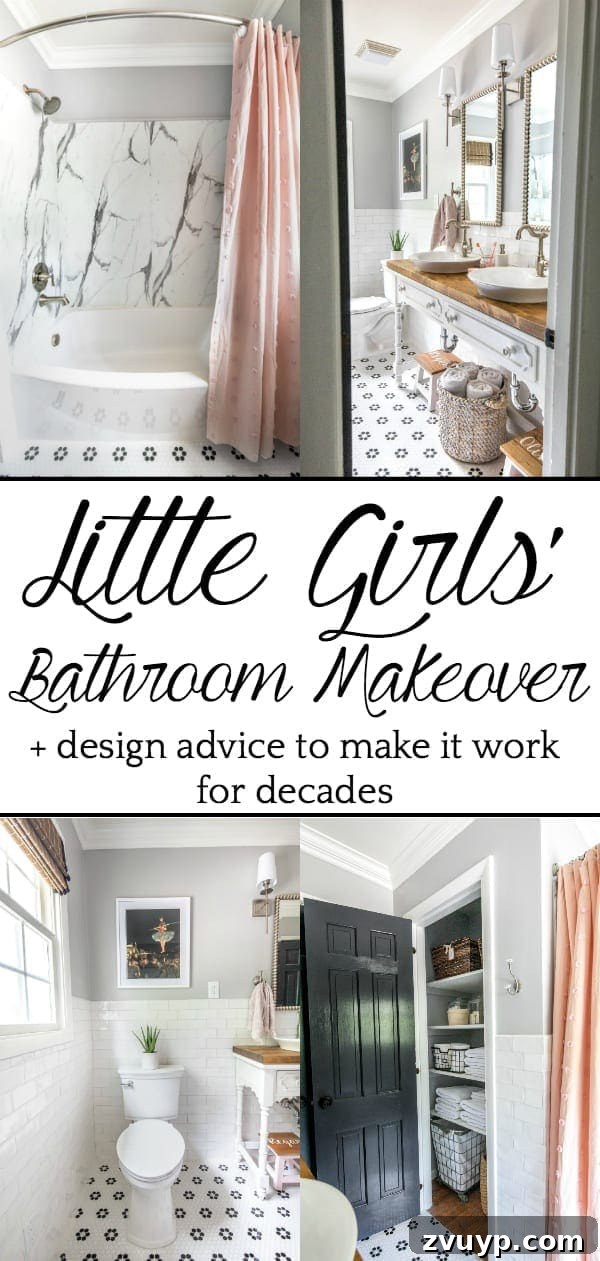 Unveiling the Ultimate Kids Bathroom Makeover 24 Little Girls Bathroom Makeover: A dated bathroom gets a classical, whimsical renovation with modern features well-suited for children.
