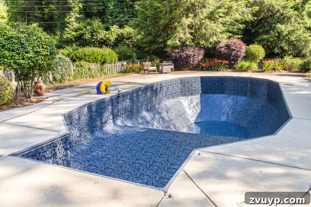 Our Pool's Stunning Liner Transformation 11 Swimming Pool Liner Makeover Reveal - installed Obsidian pool liner from GLI Pool Products TrueStone Collection